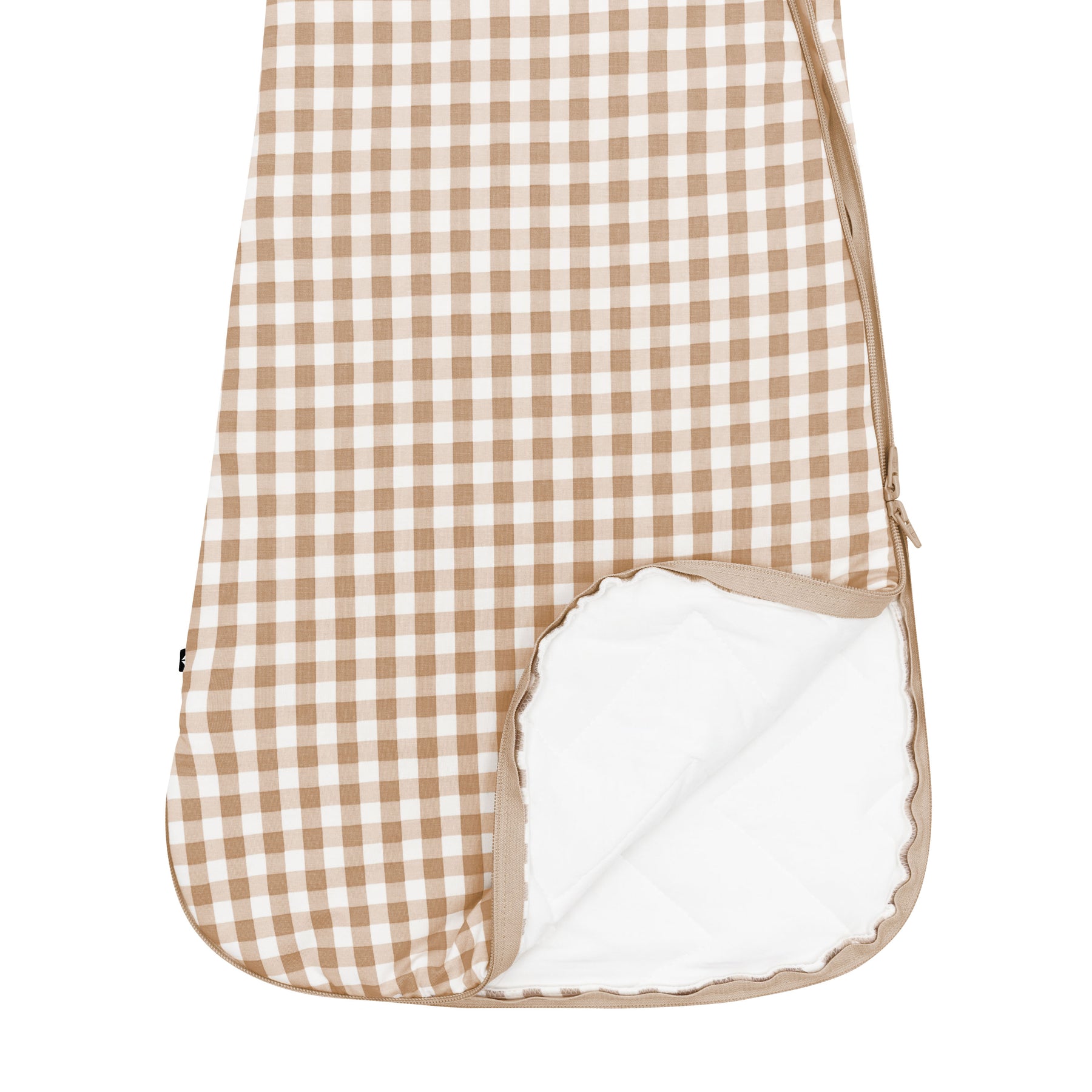 Double zipper on bamboo Sleep Bag in Gingham Bisque 2.5