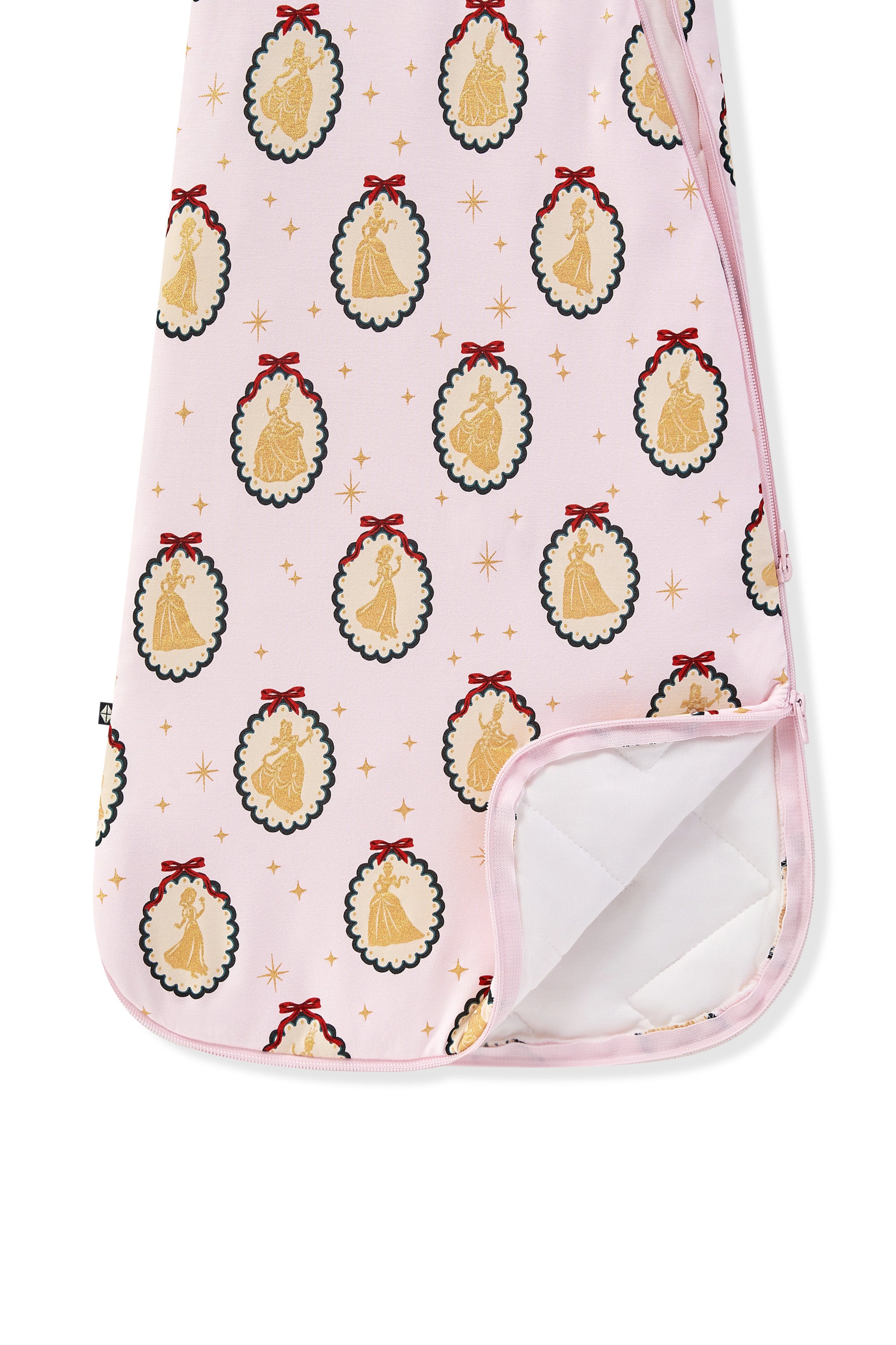 Sleep Bag in Princess Holiday Portraits 2.5 print with dual zipper on a white a background