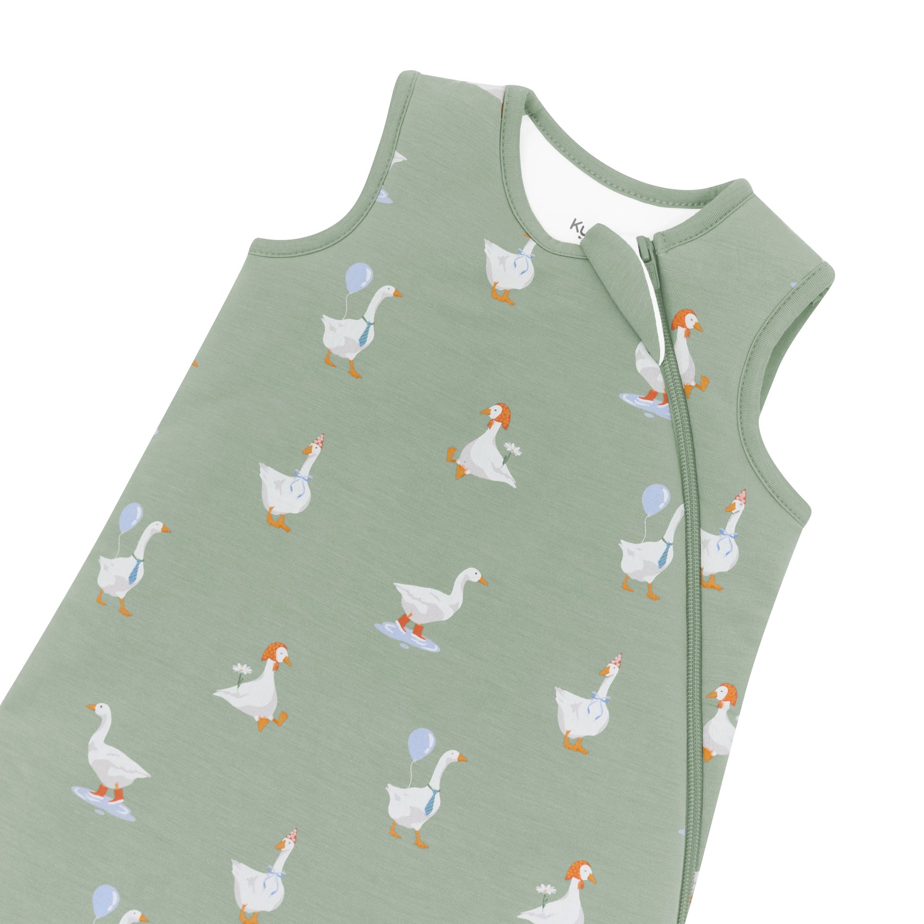 Zipper garage on Sleep Bag in Silly Goose 2.5