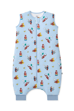 Blue Sleep Bag Walker in Curious George 2.5 print on a white background