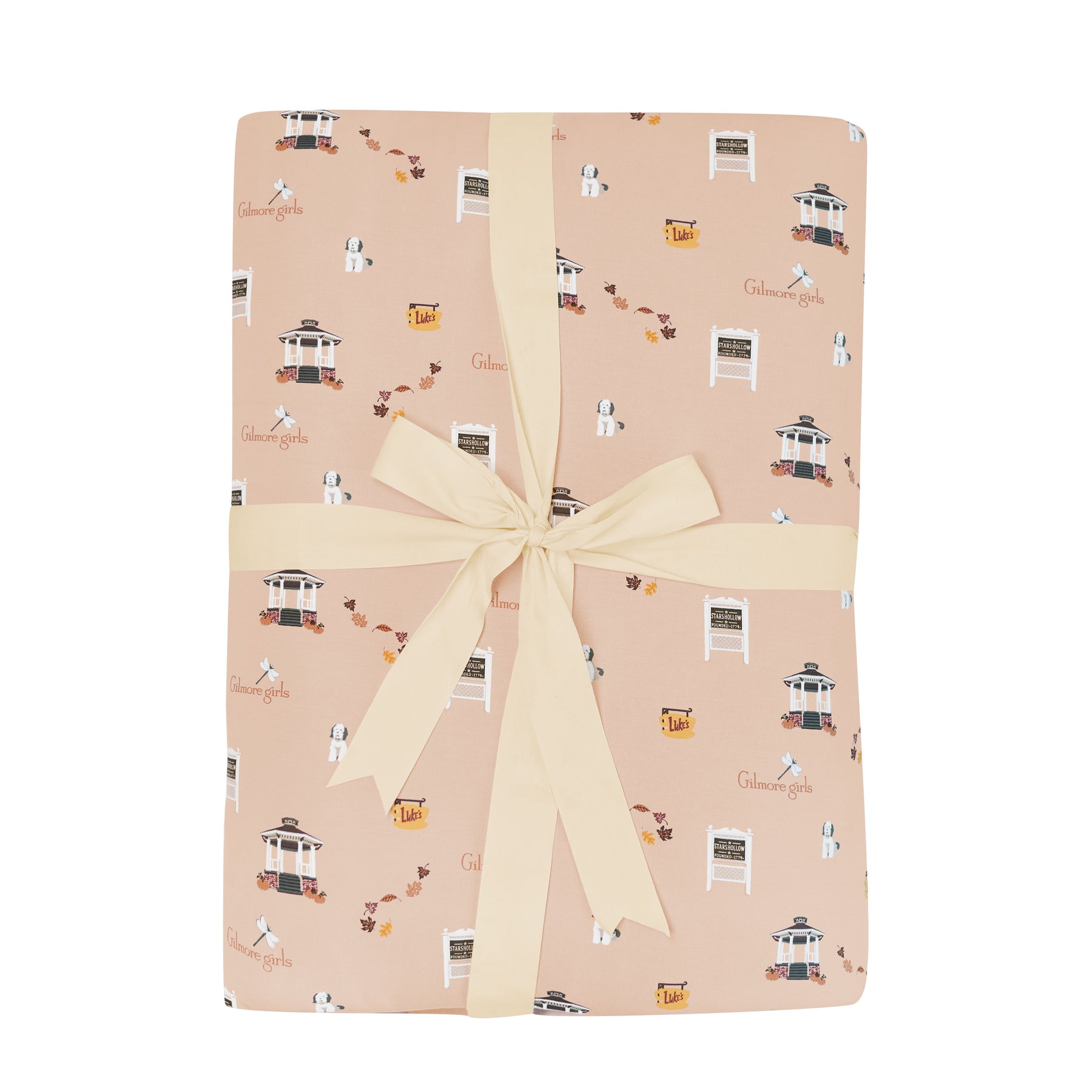 Gilmore Girls adult blanket folded and tied with ribbon on a white background