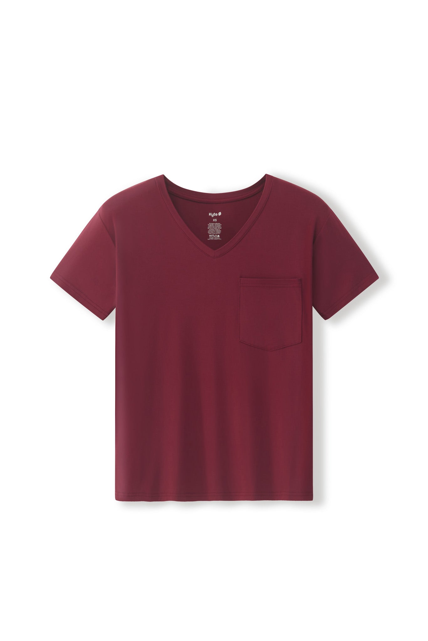 Women's Oversized V-Neck Tee in Burgundy on a white background