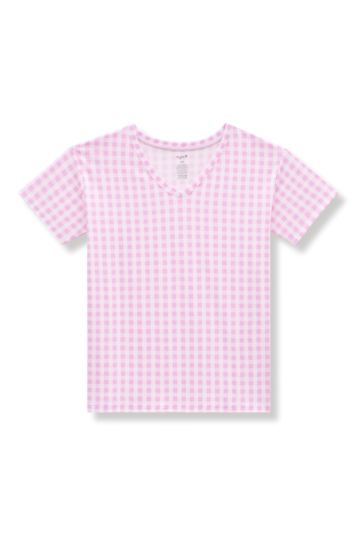 Product photo of the Women's Relaxed Fit V-Neck in Gingham Thistle shown on a white surface