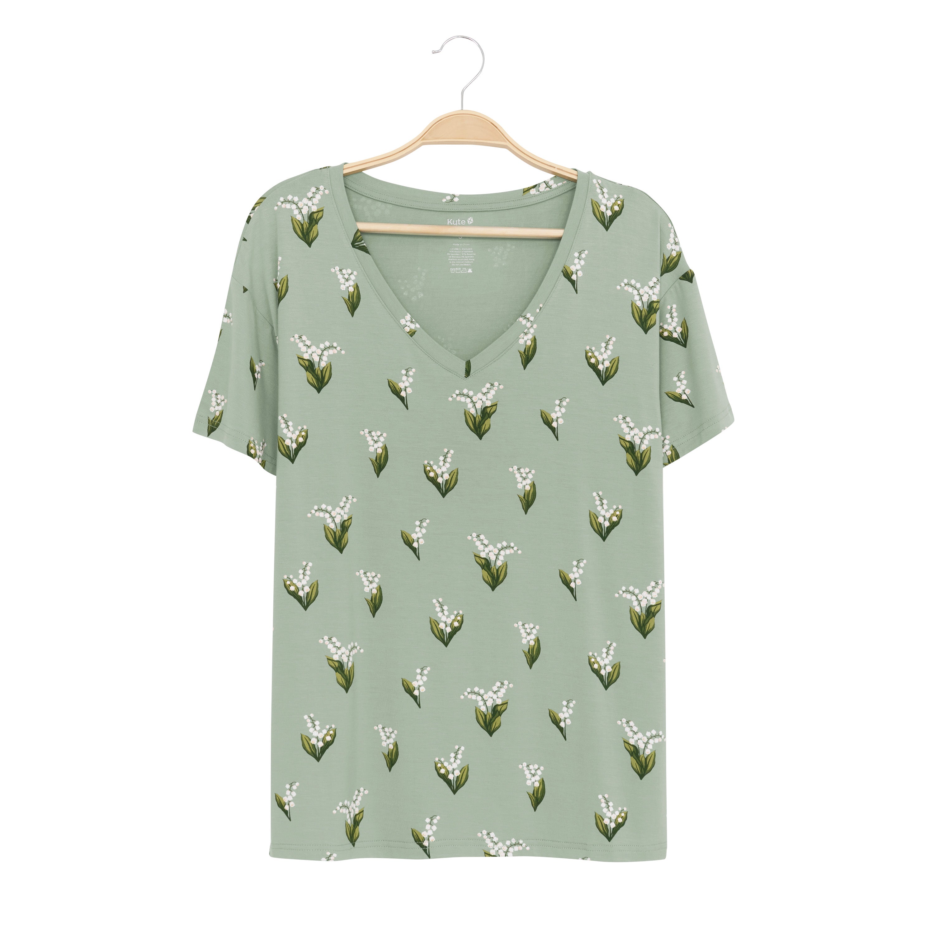 Women's Relaxed Fit V-Neck in Thyme Lily