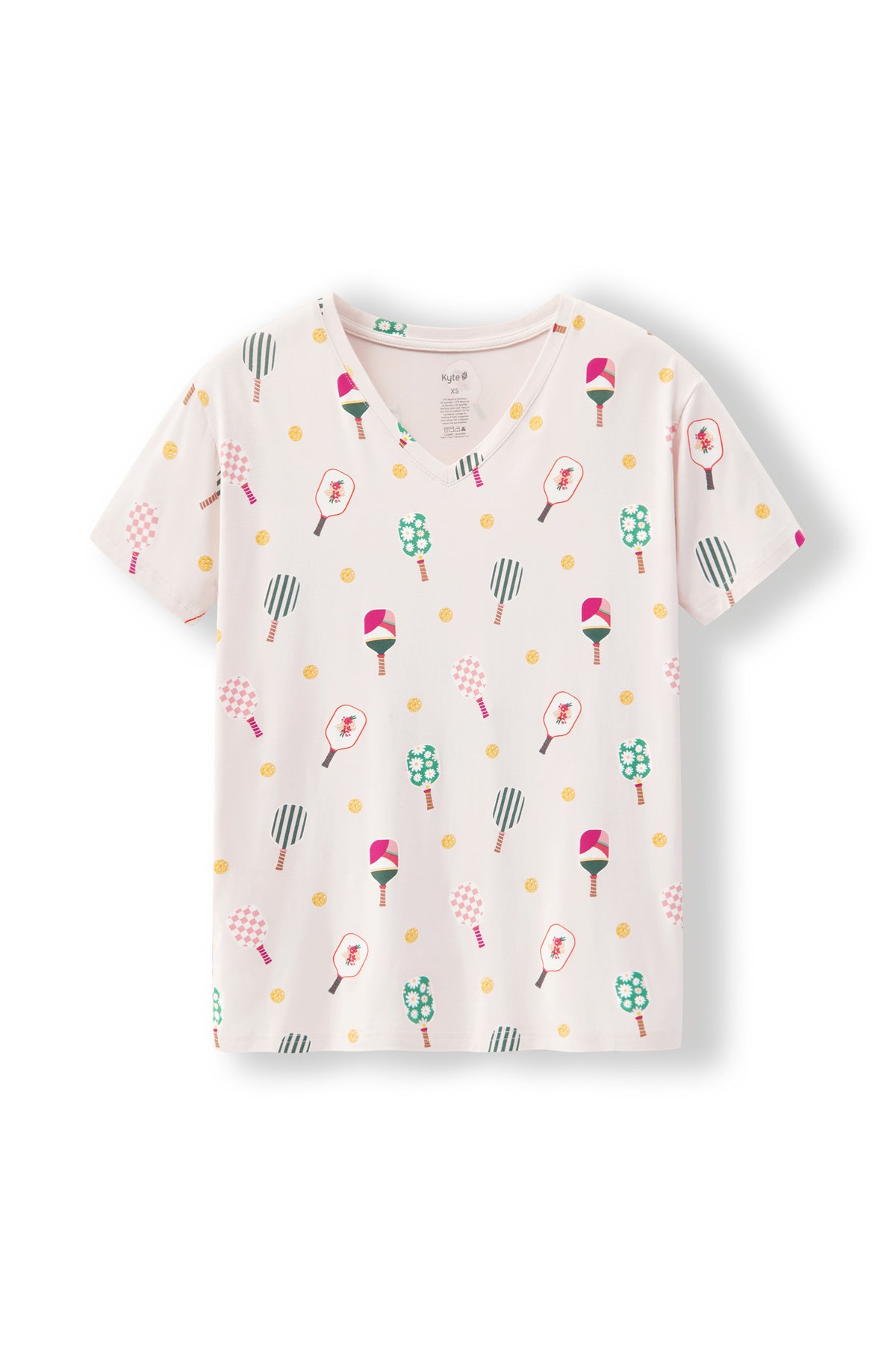 Women's Relaxed Fit V-Neck in Pickleball print on a white background