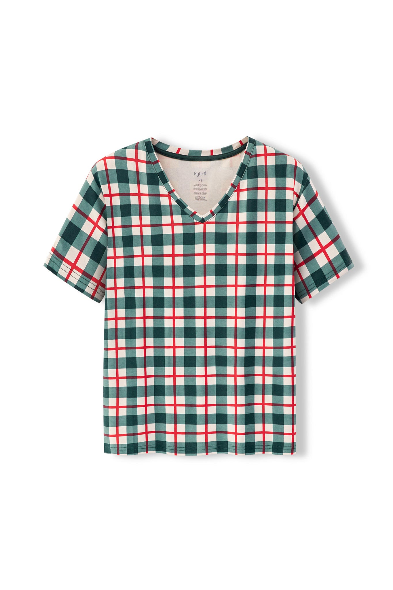 Women's Oversized V-Neck Tee in Holiday Plaid