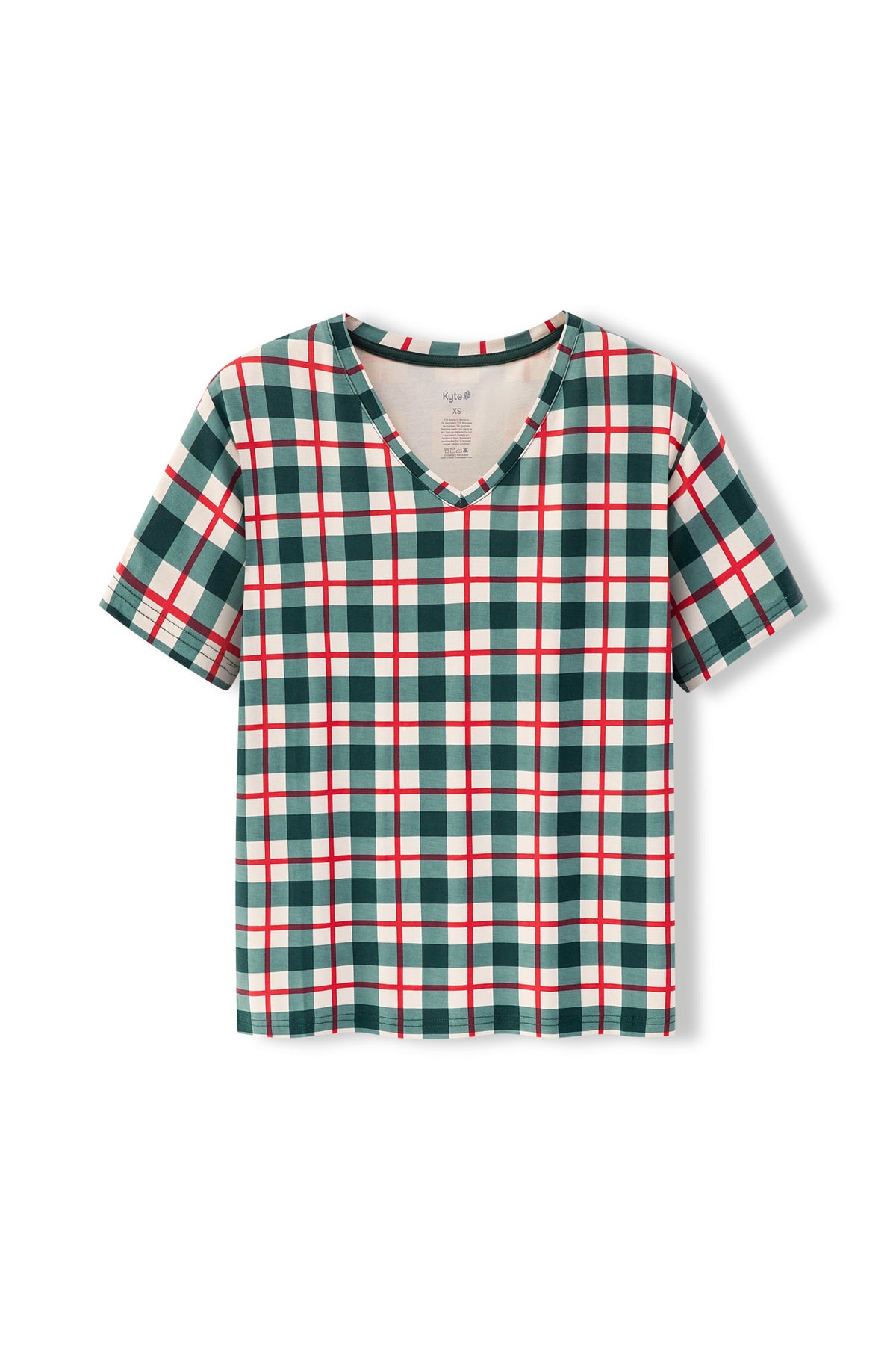 Women's Oversized V-Neck Tee in Holiday Plaid