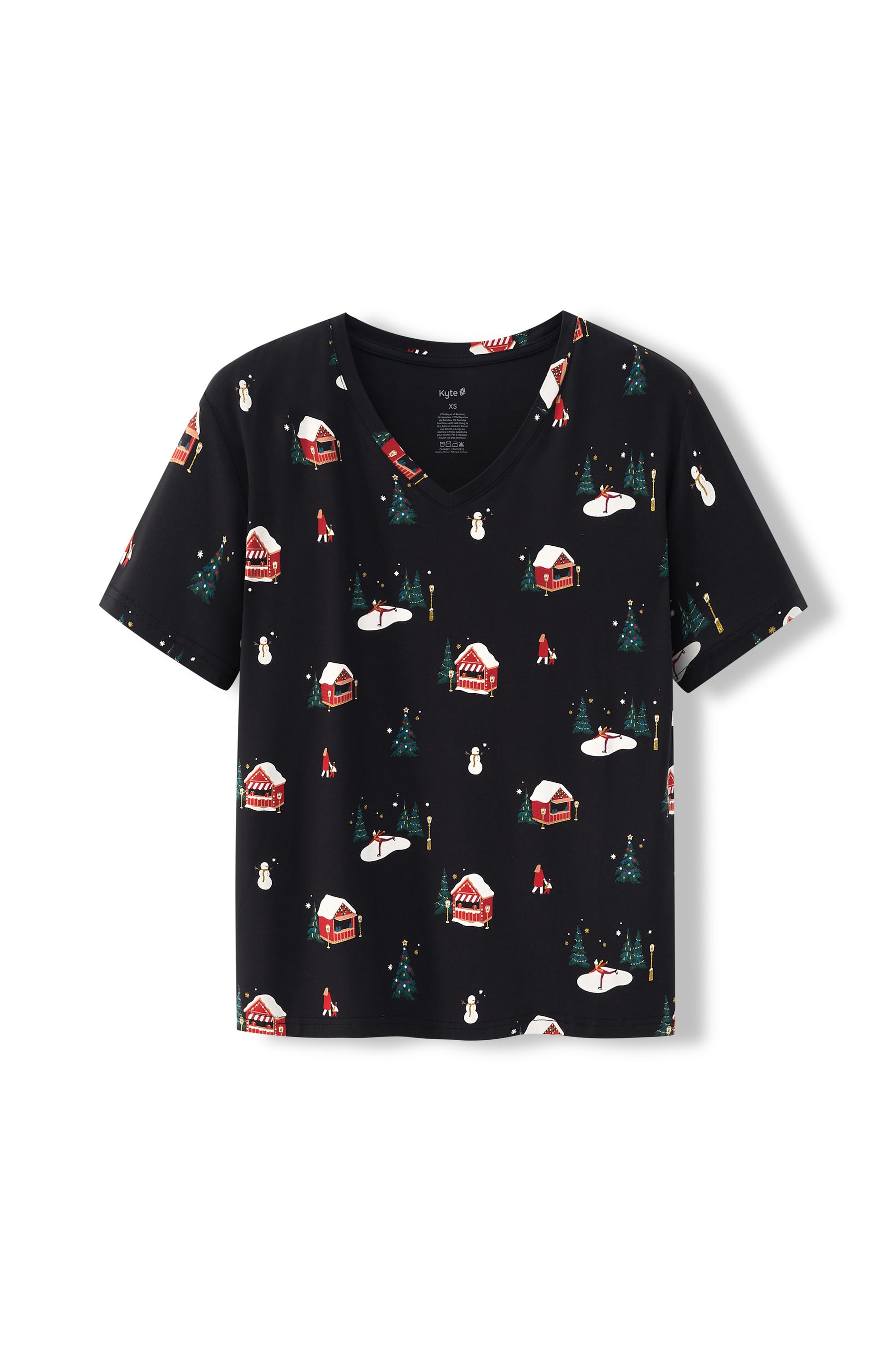 Women's Oversized V-Neck Tee in Winter Wonderland