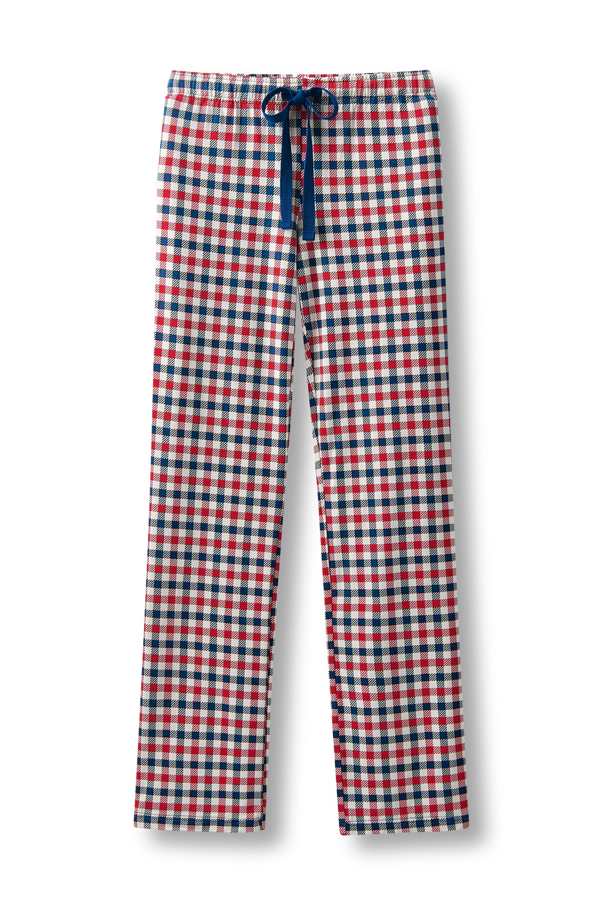 Women's Lounge Pants in red blue and white Patriotic Gingham check print on a white background