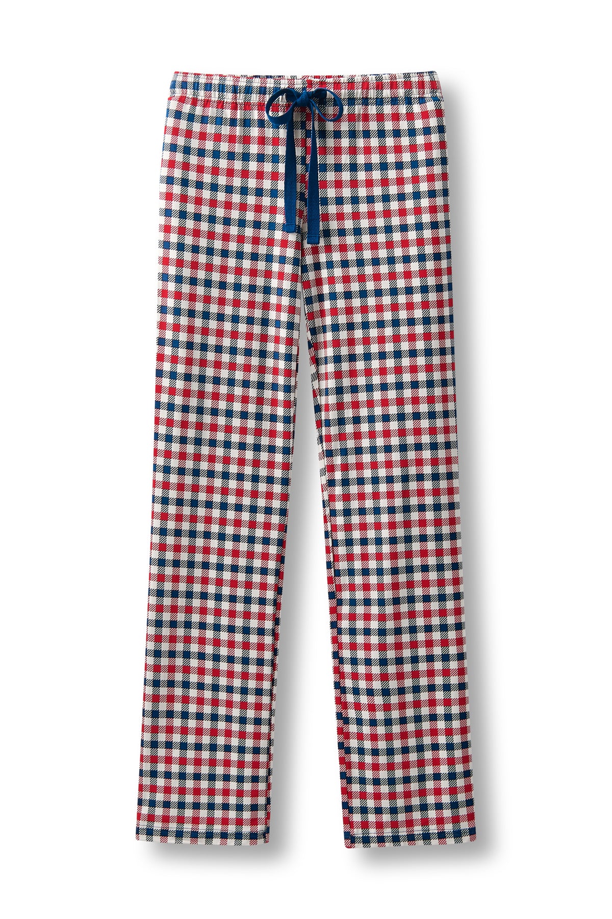Women's Lounge Pants in red blue and white Patriotic Gingham check print on a white background