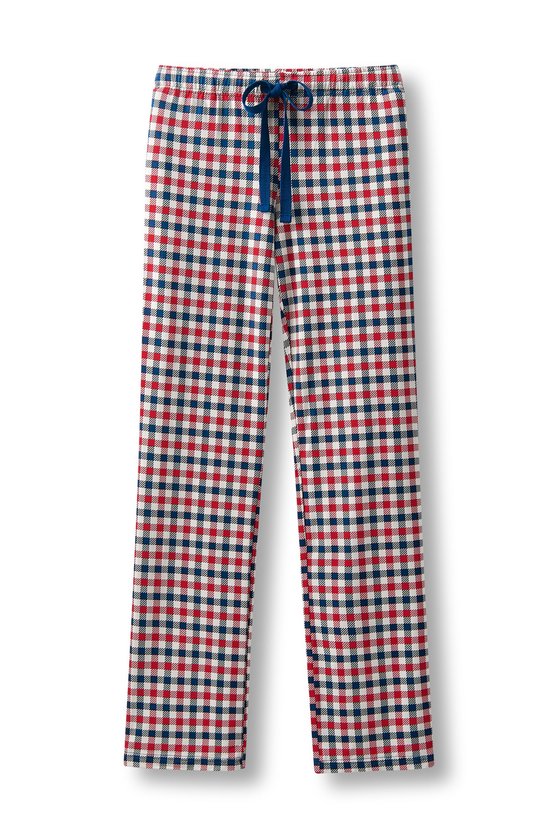 Women's Lounge Pants in red blue and white Patriotic Gingham check print on a white background