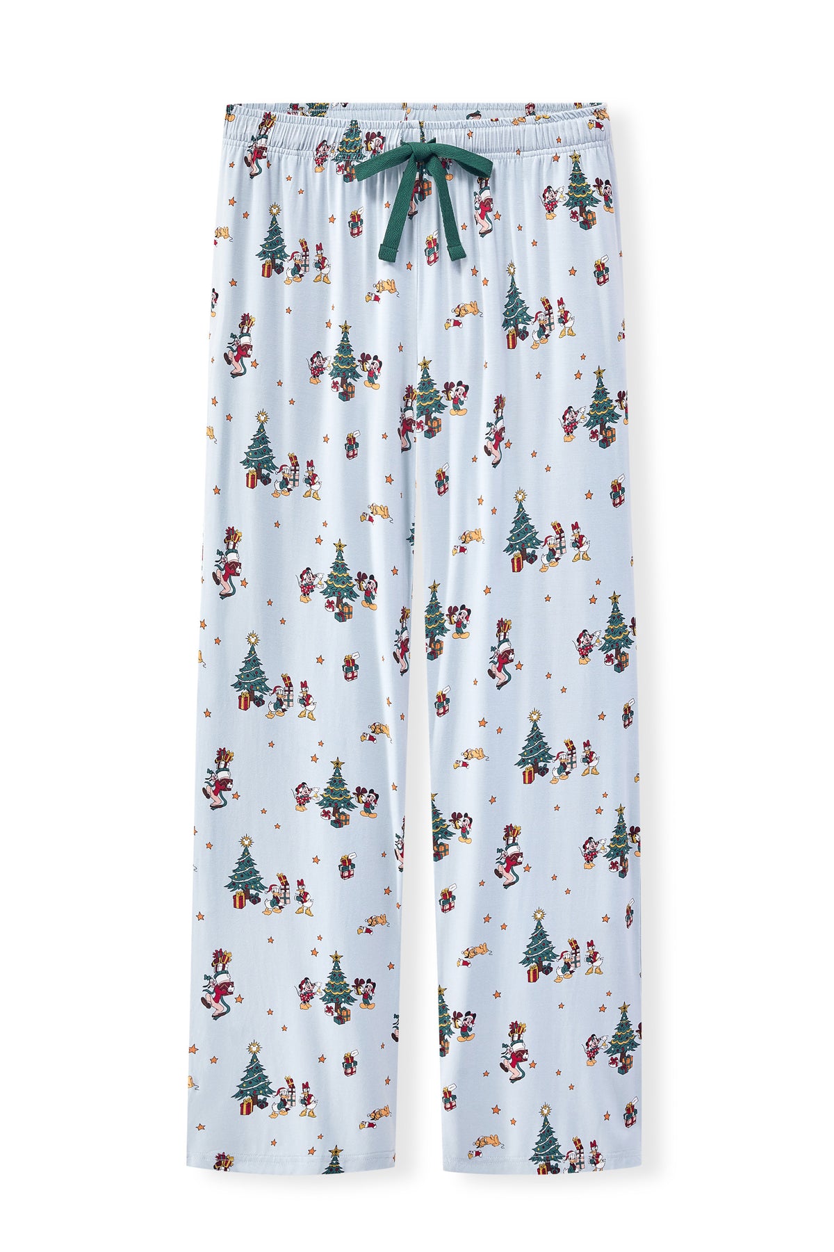 Women's Lounge Pants in Mickey & Friends Christmas print on a beige background