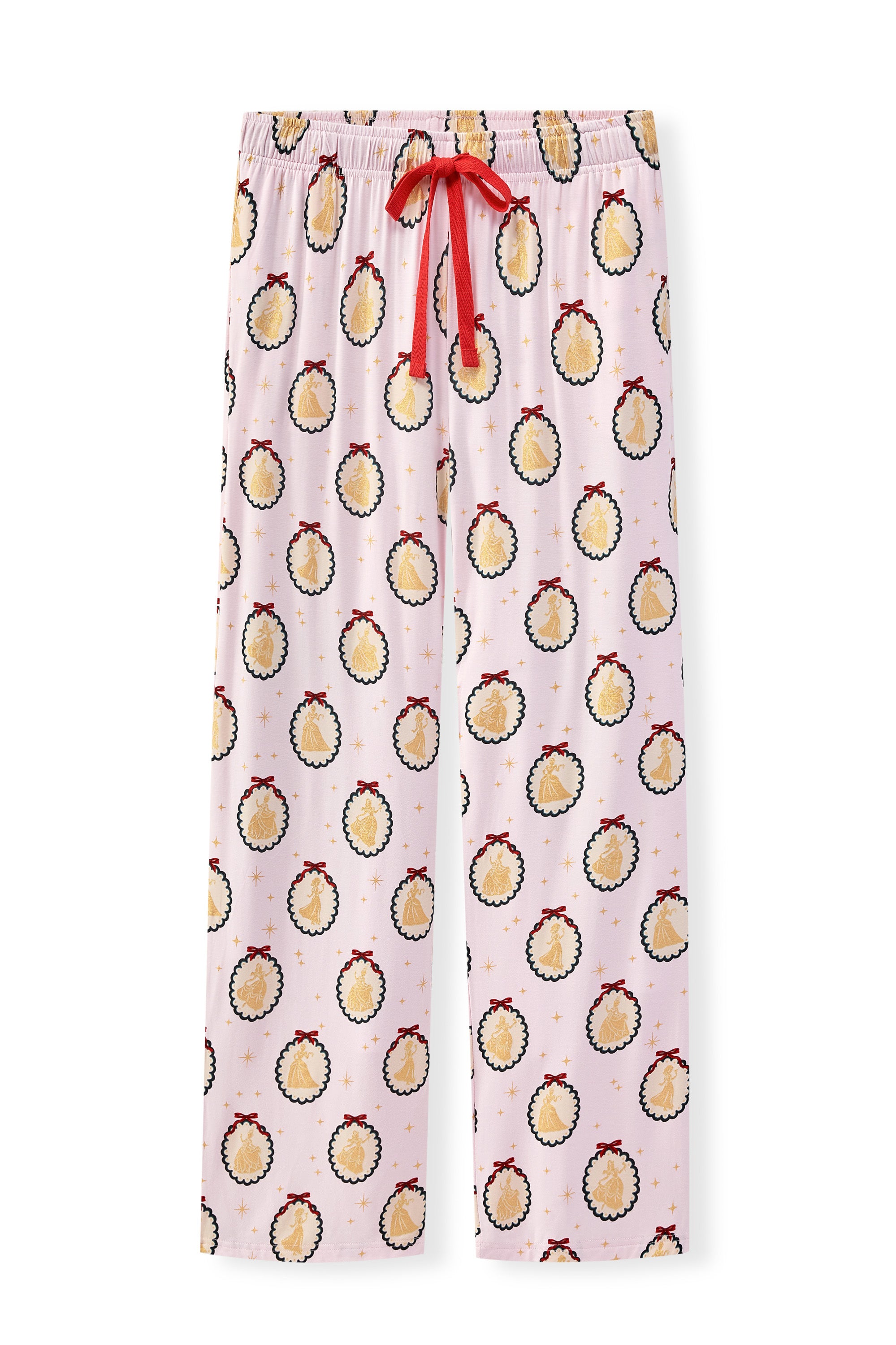 Women's Lounge Pants in Princess Holiday Portraits print on a white background