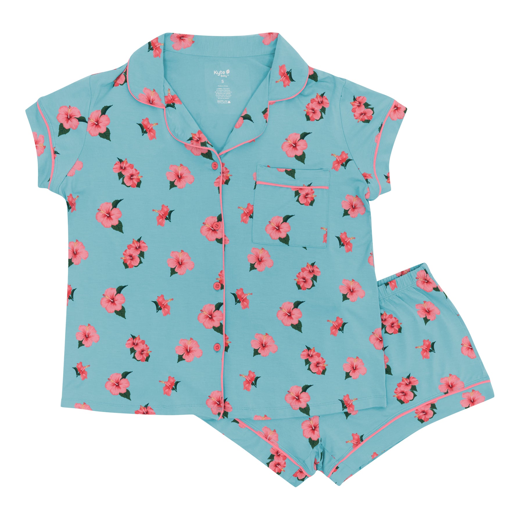 Women’s Short Sleeve Pajama Set in Hibiscus