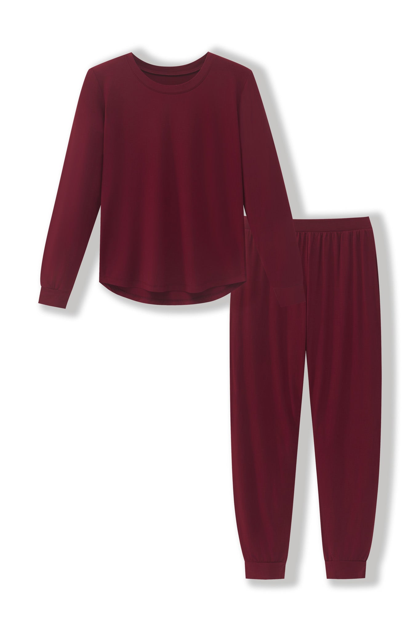 Women's Jogger Pajama Set in Burgundy on a white background