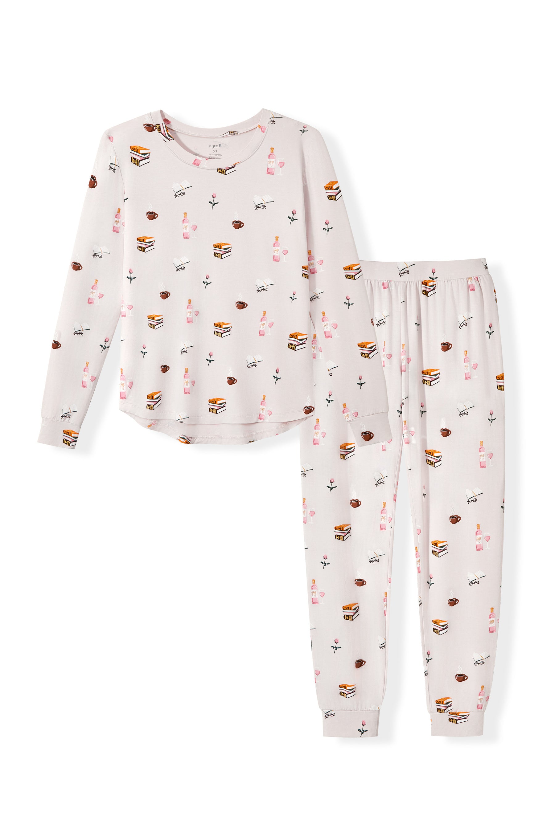 Women's Jogger Pajama Set with Book Club print on a white background