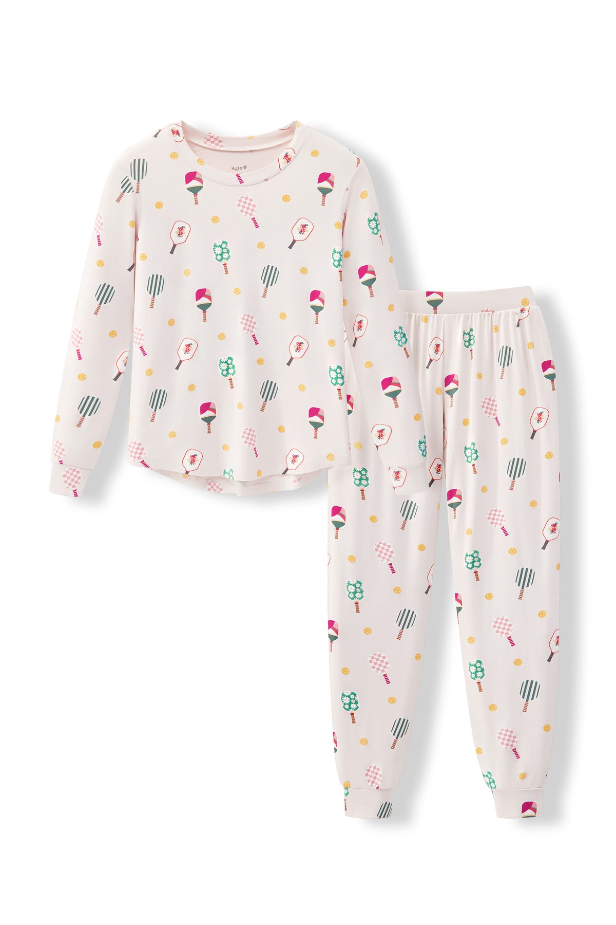 Women's Jogger Pajama Set in Pickleball print on a white background