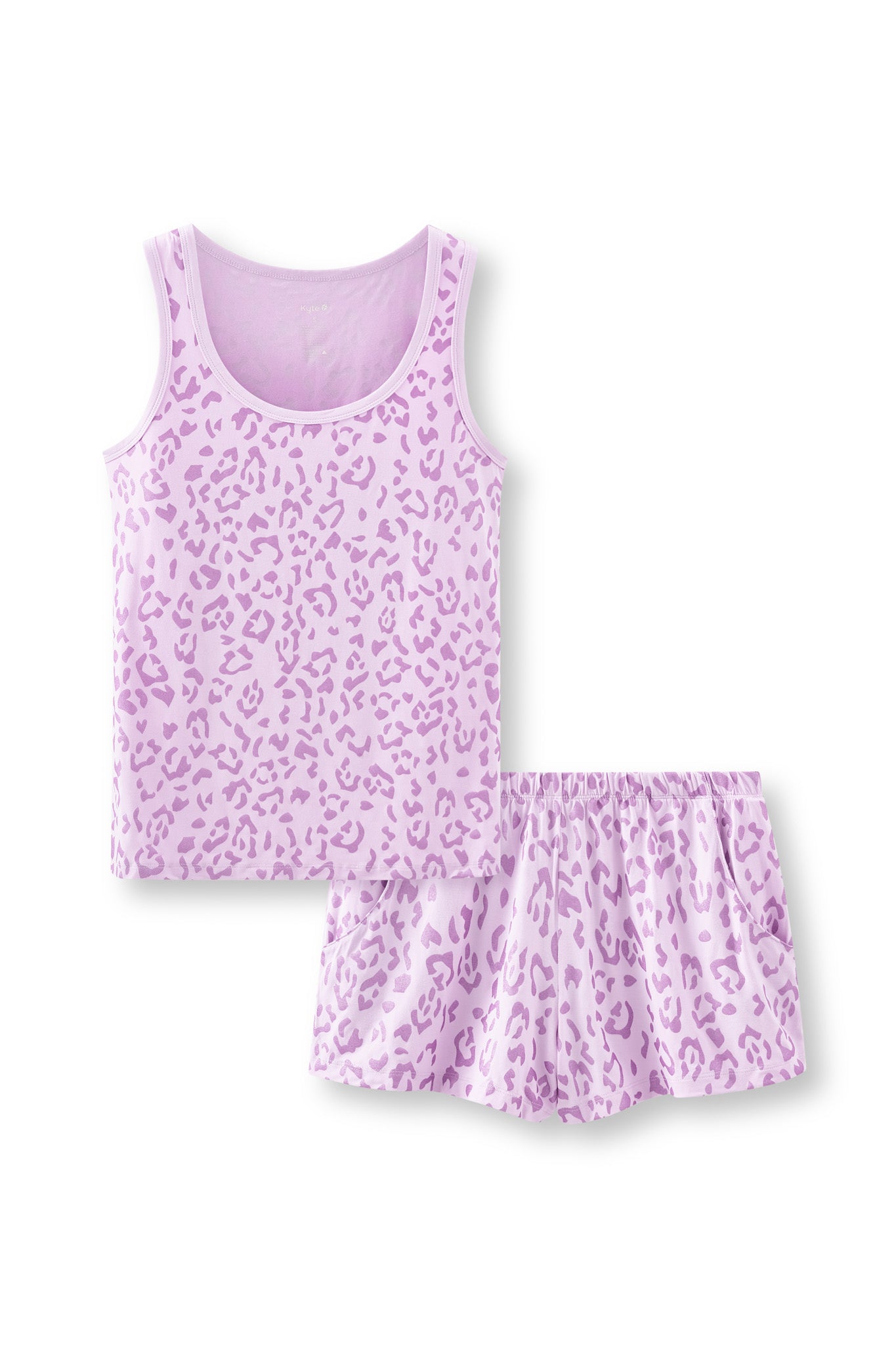 Women's Tank Set in Thistle Leopard print on white background