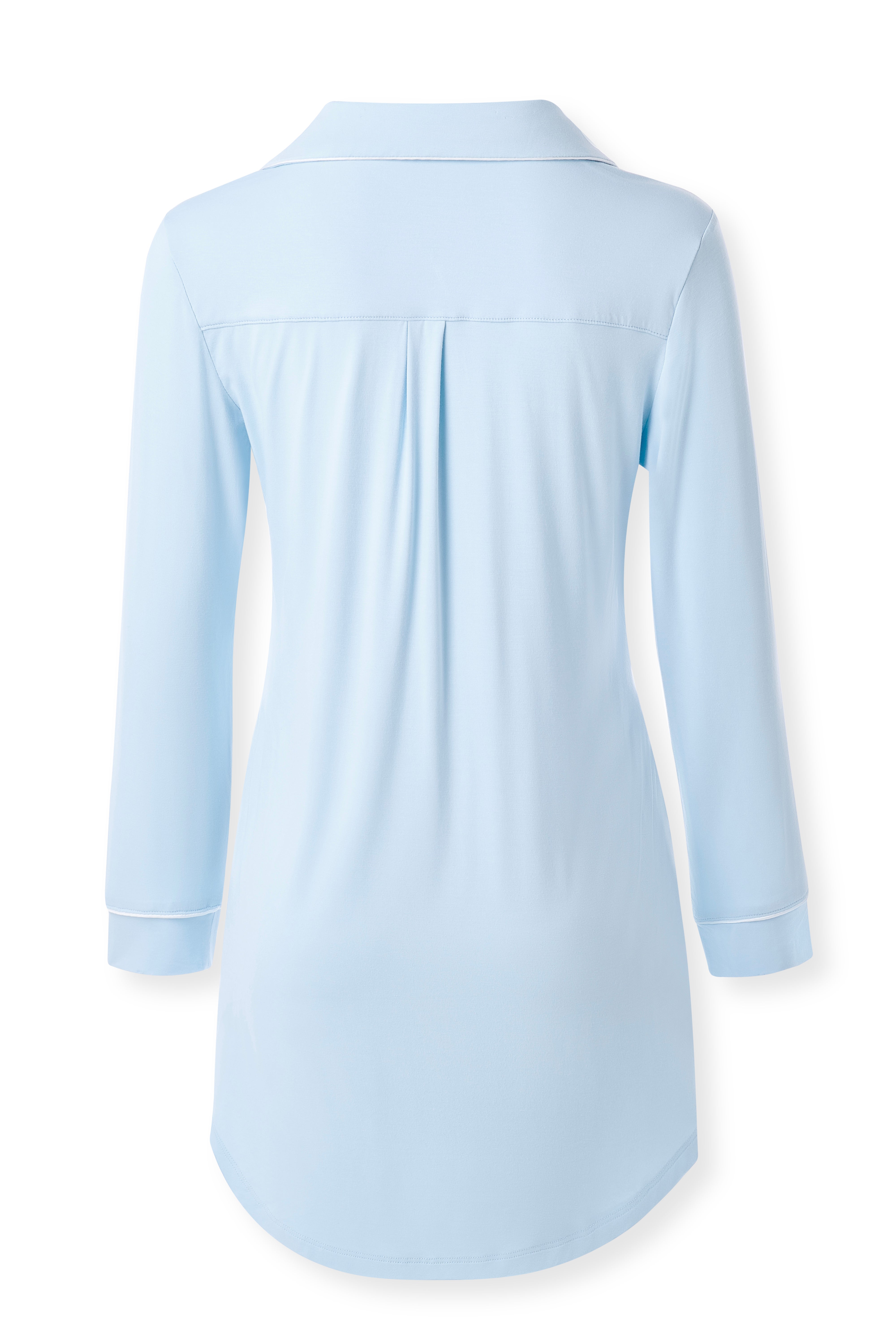 Back of the Long Sleeve Women’s Nightshirt in Breeze shown on a ghost mannequin