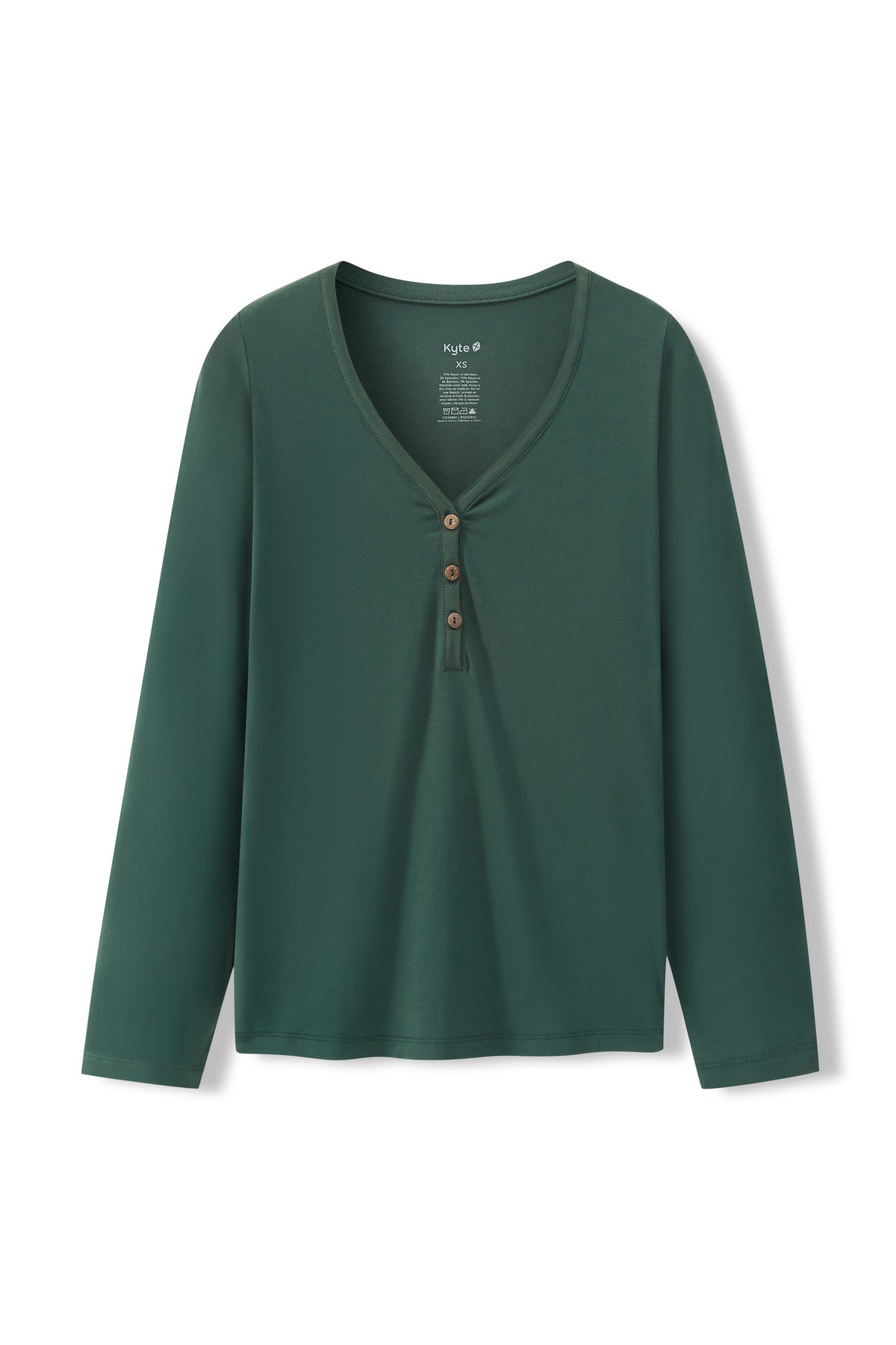 Women's Long Sleeve Henley Tee in Cypress