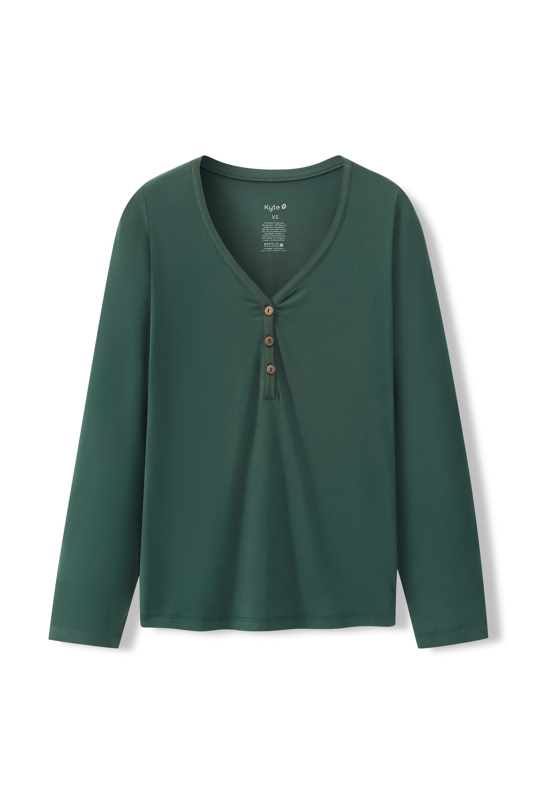 Women's Long Sleeve Henley Tee in Cypress