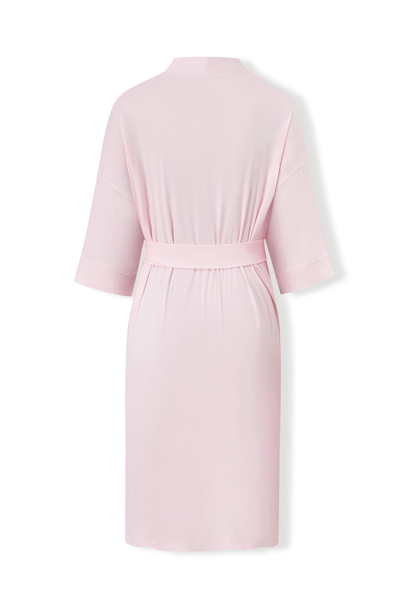 Back view of Women's Kimono Robe in Sakura color on a white background