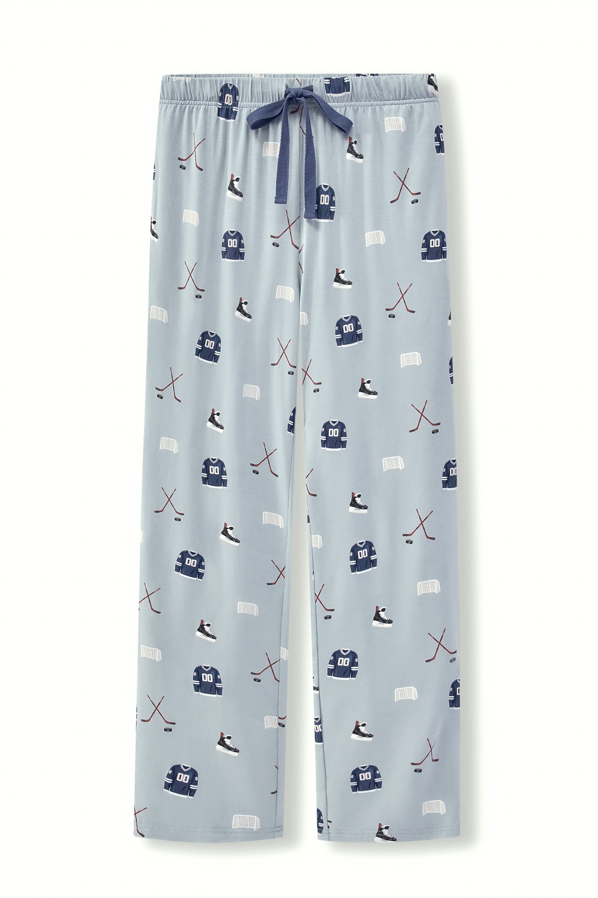 Men's Lounge Pants in Vintage Hockey print on a white background