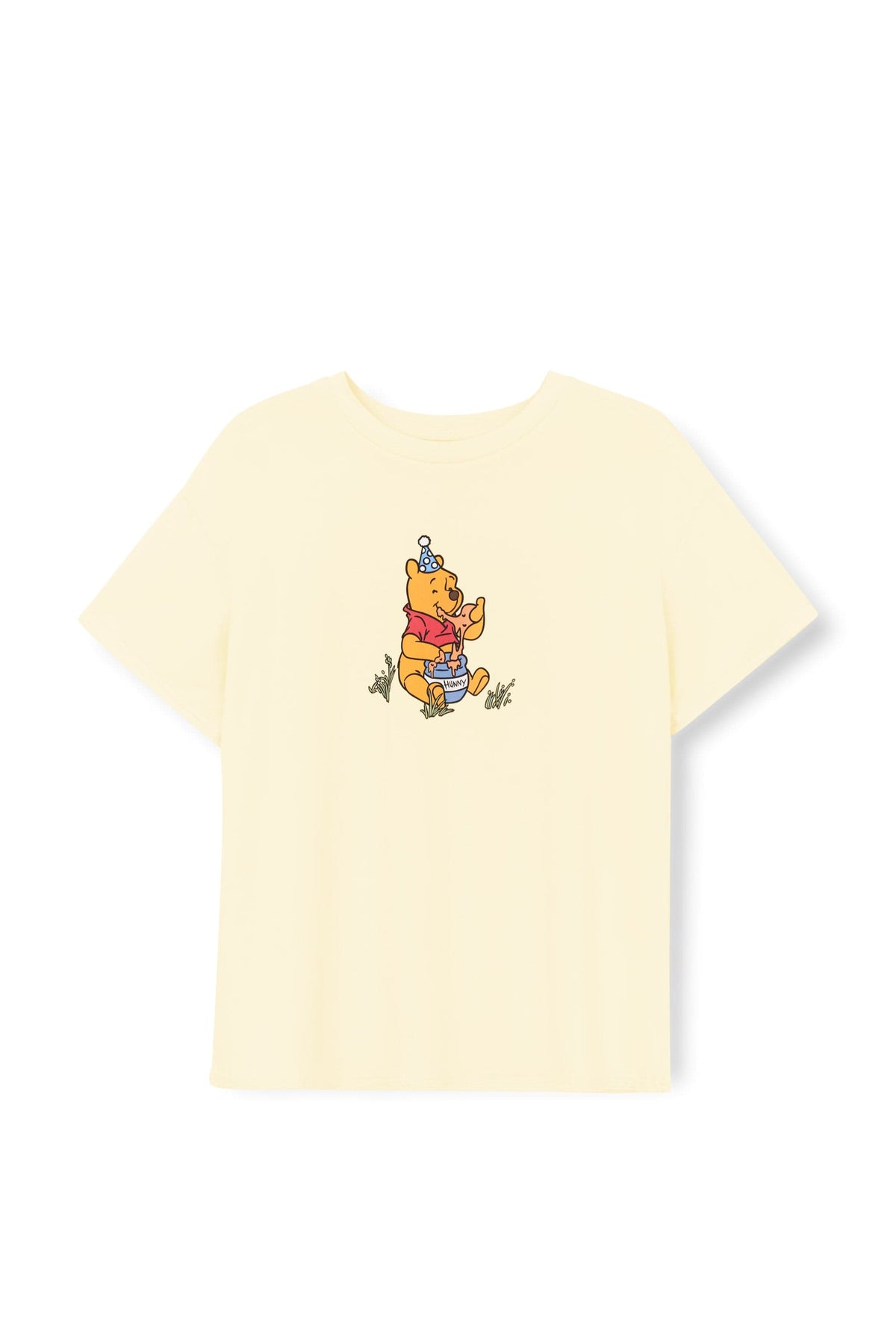 Product photo of the Women's Graphic Tee in Winnie the Pooh on Chamomile on a white surface