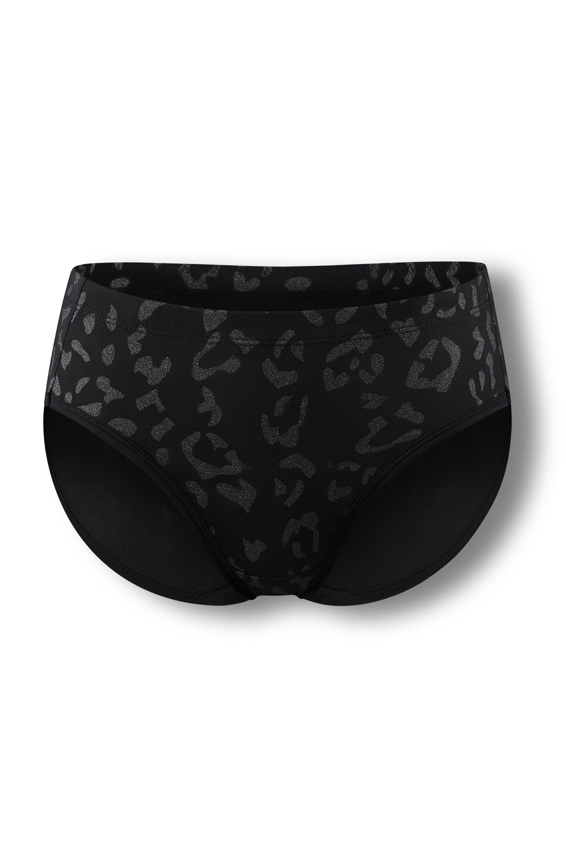 The front of the Women’s Underwear in Midnight Leopard shown on a ghost mannequin