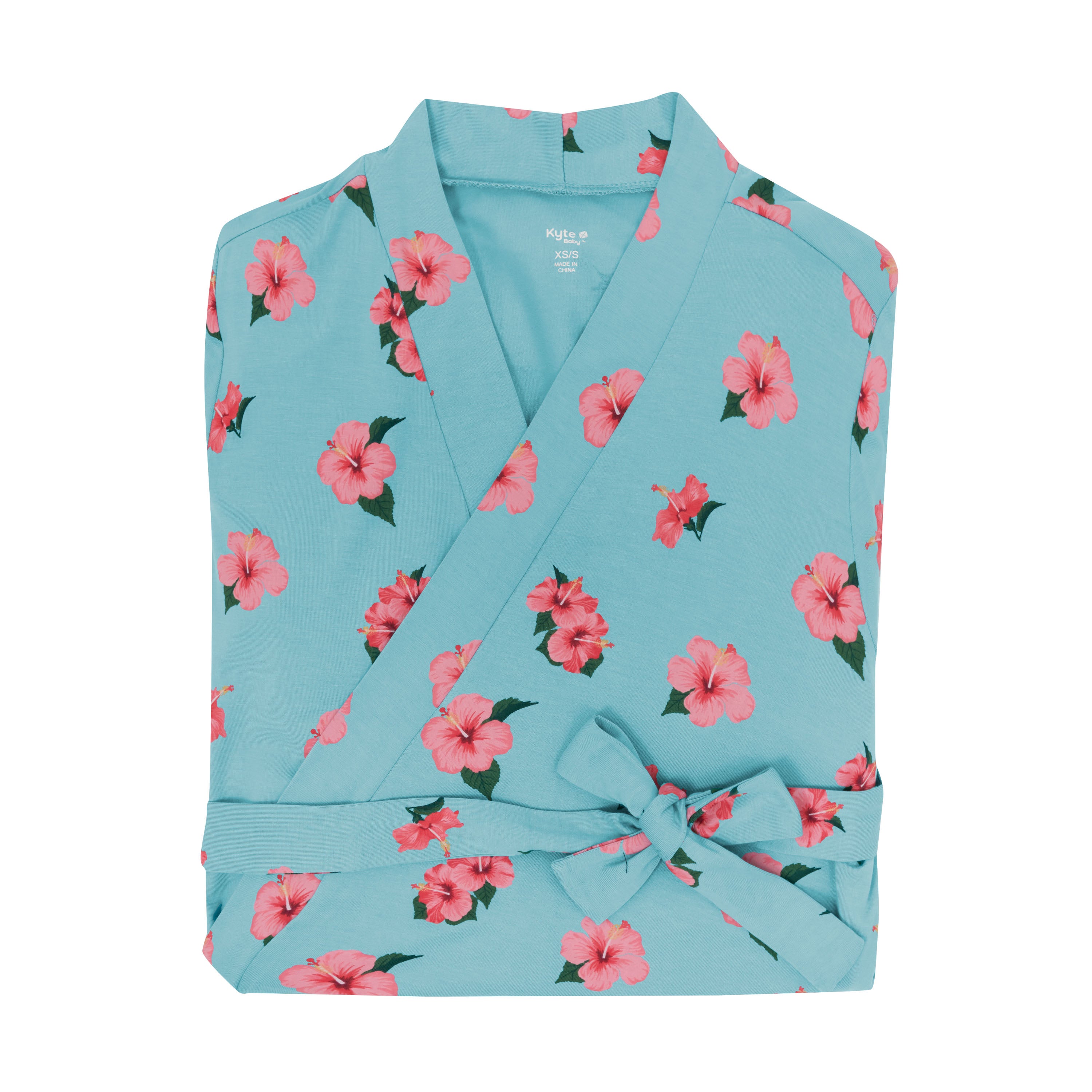 Women’s Lounge Robe in Hibiscus folded