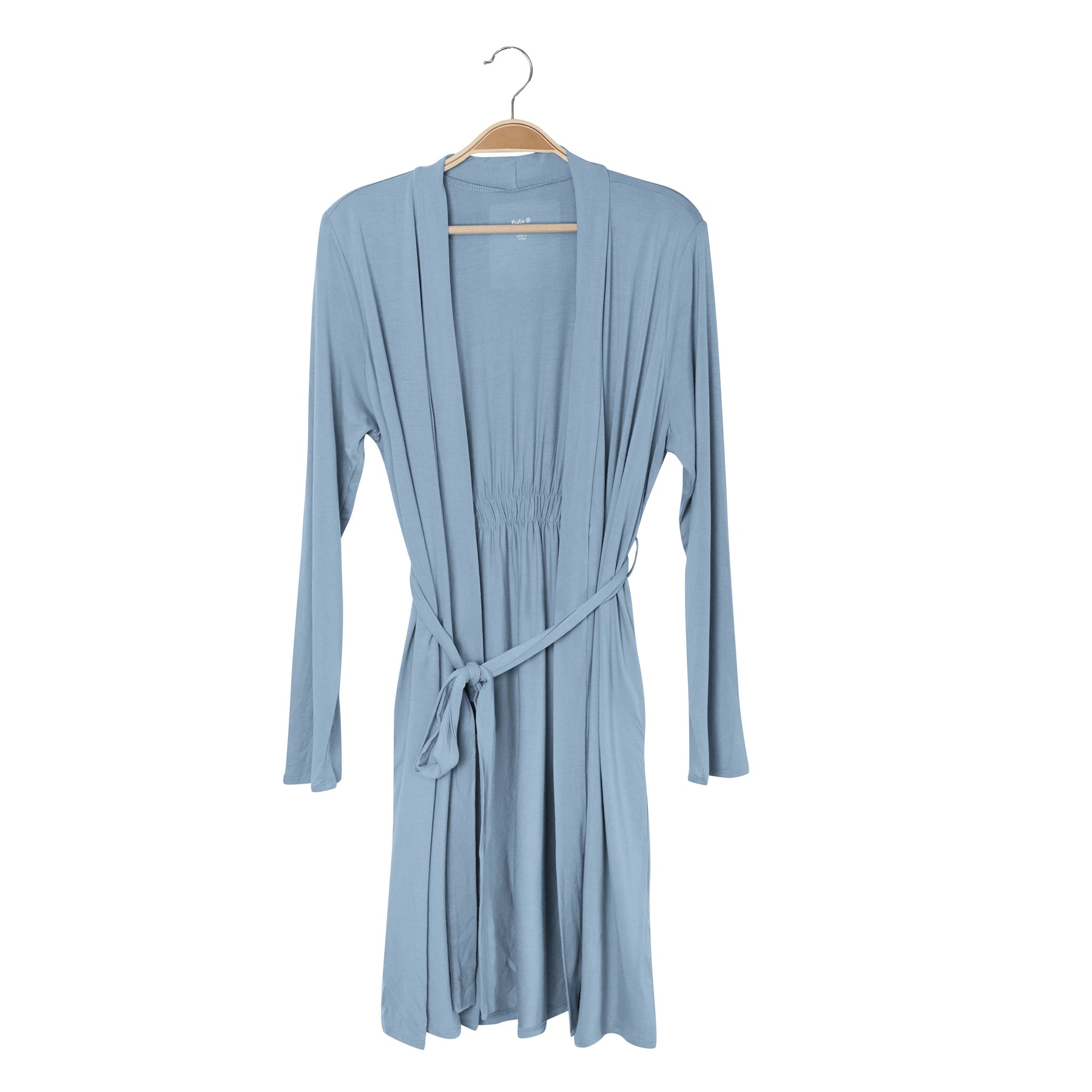 Women's Lounge Robe in Slate on a hanger