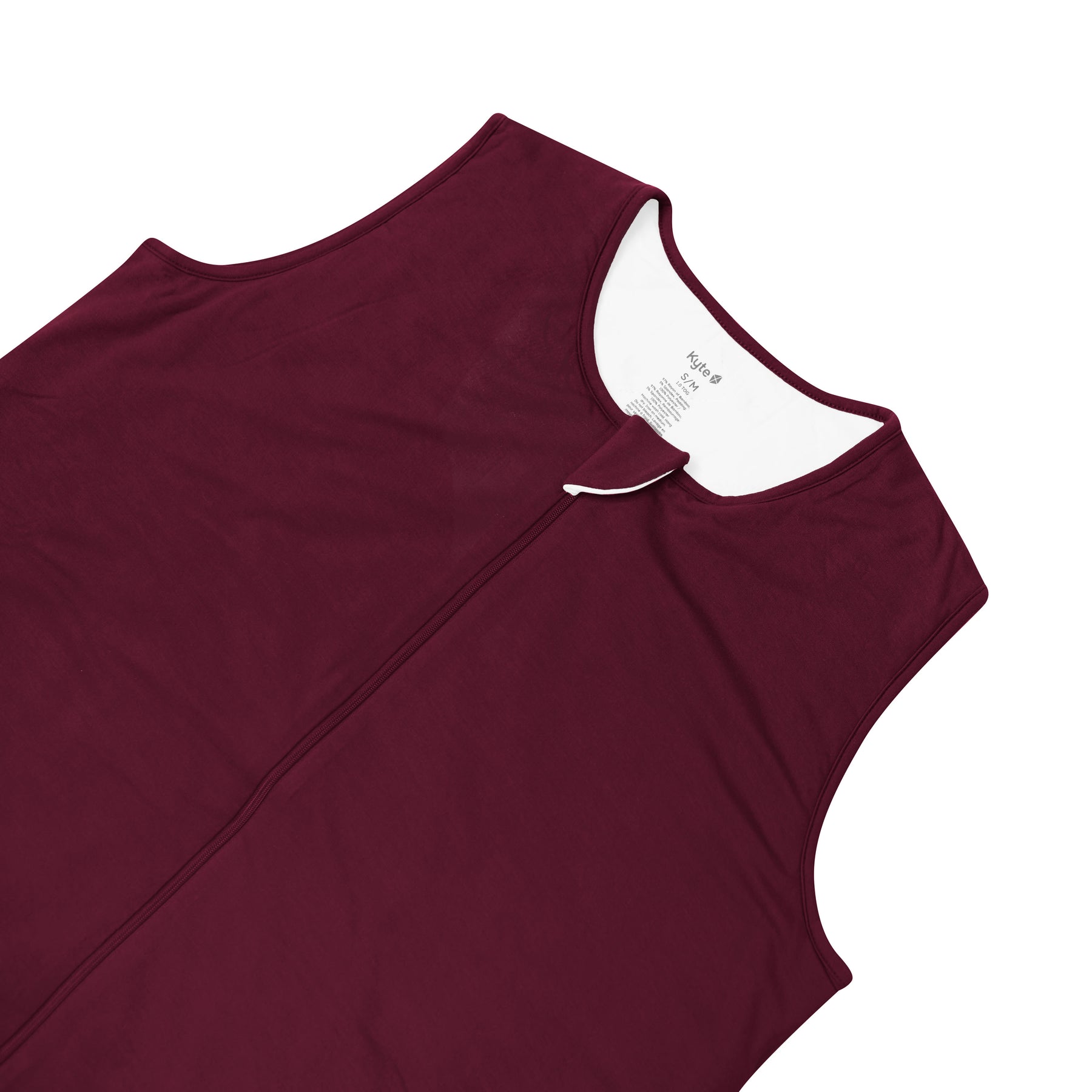 Zipper garage on the Adult Sleep Bag Walker in Burgundy