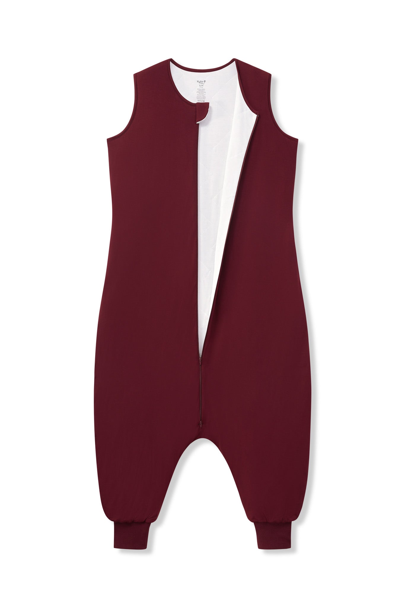 Adult Sleep Bag Walker in Burgundy shown unzipped on a white background