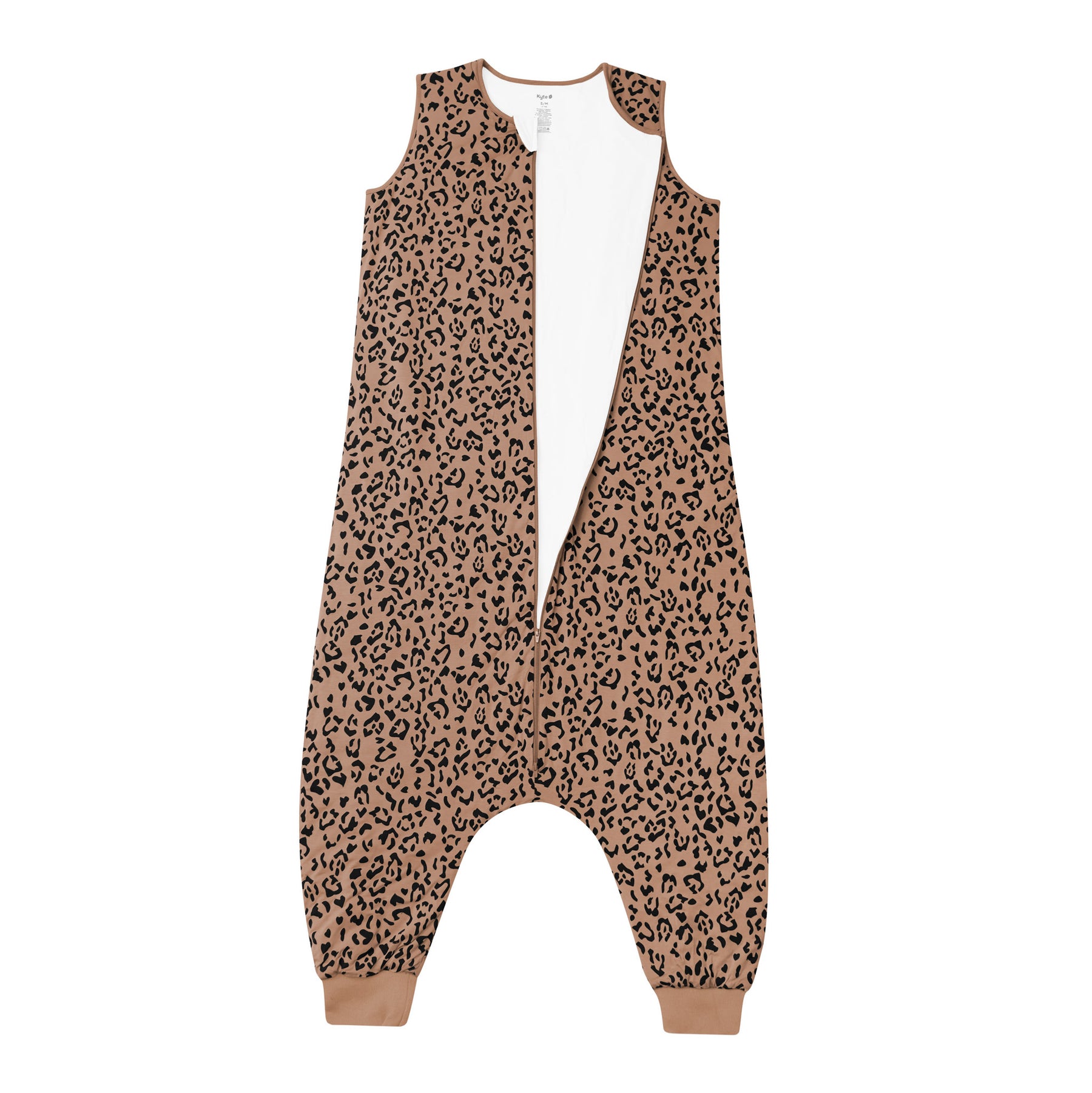 Adult Sleep Bag Walker in Latte Leopard shown unzipped