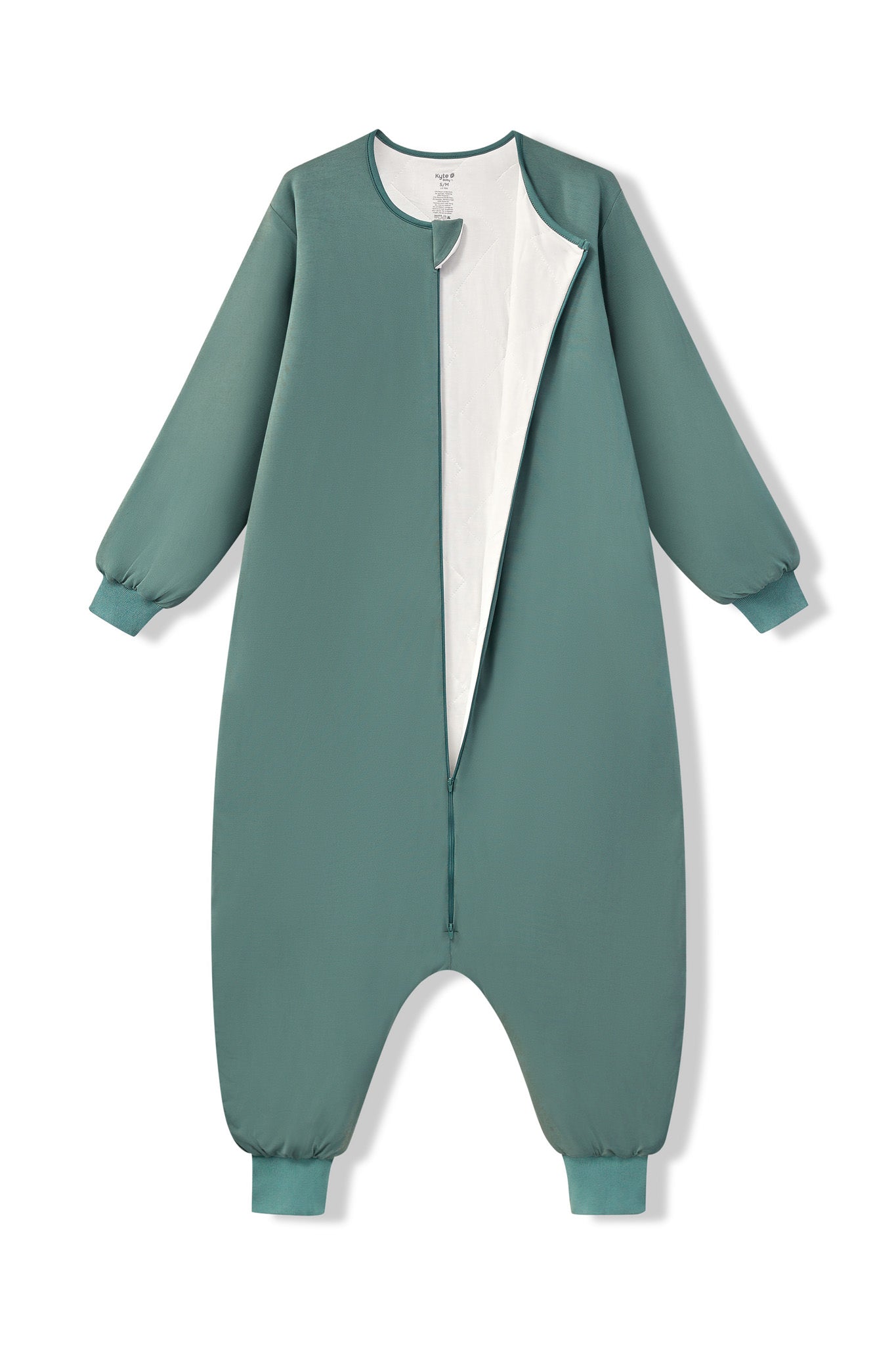 Long Sleeve Adult Sleep Bag Walker in Pine shown unzipped on a white background