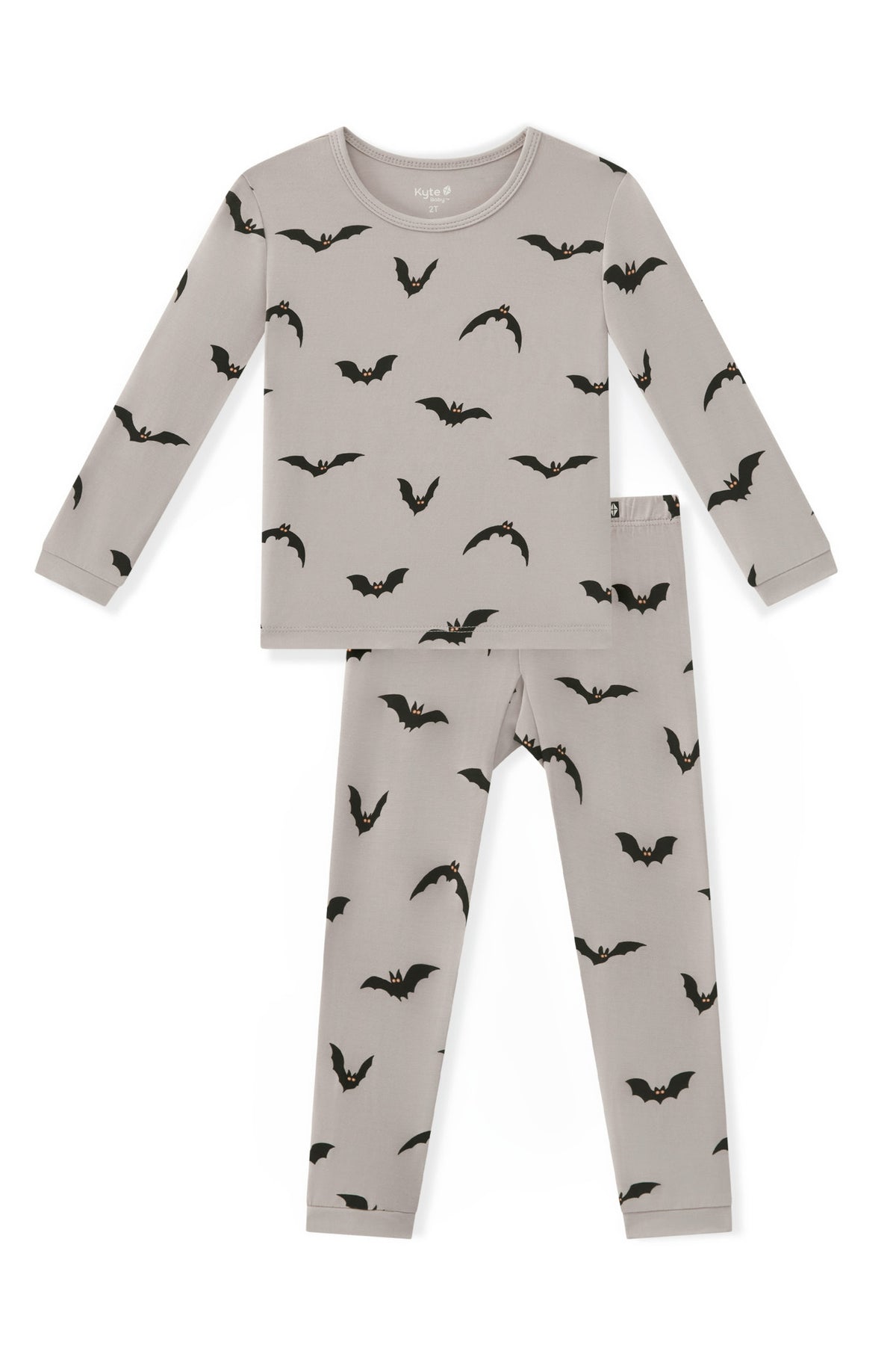 Long Sleeve Pajamas in Bats print on a white background