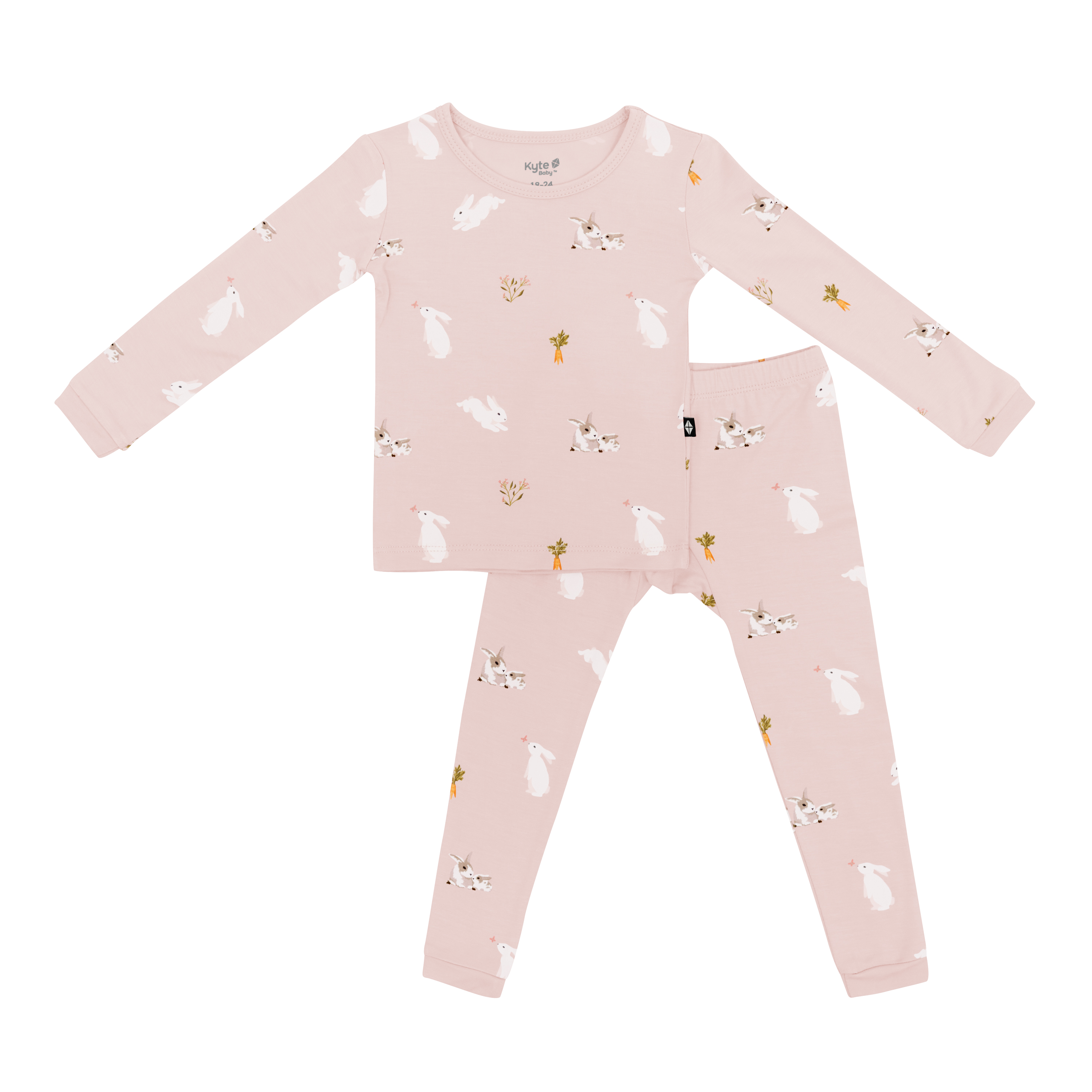 Long Sleeve Pajamas in Blush Rabbit