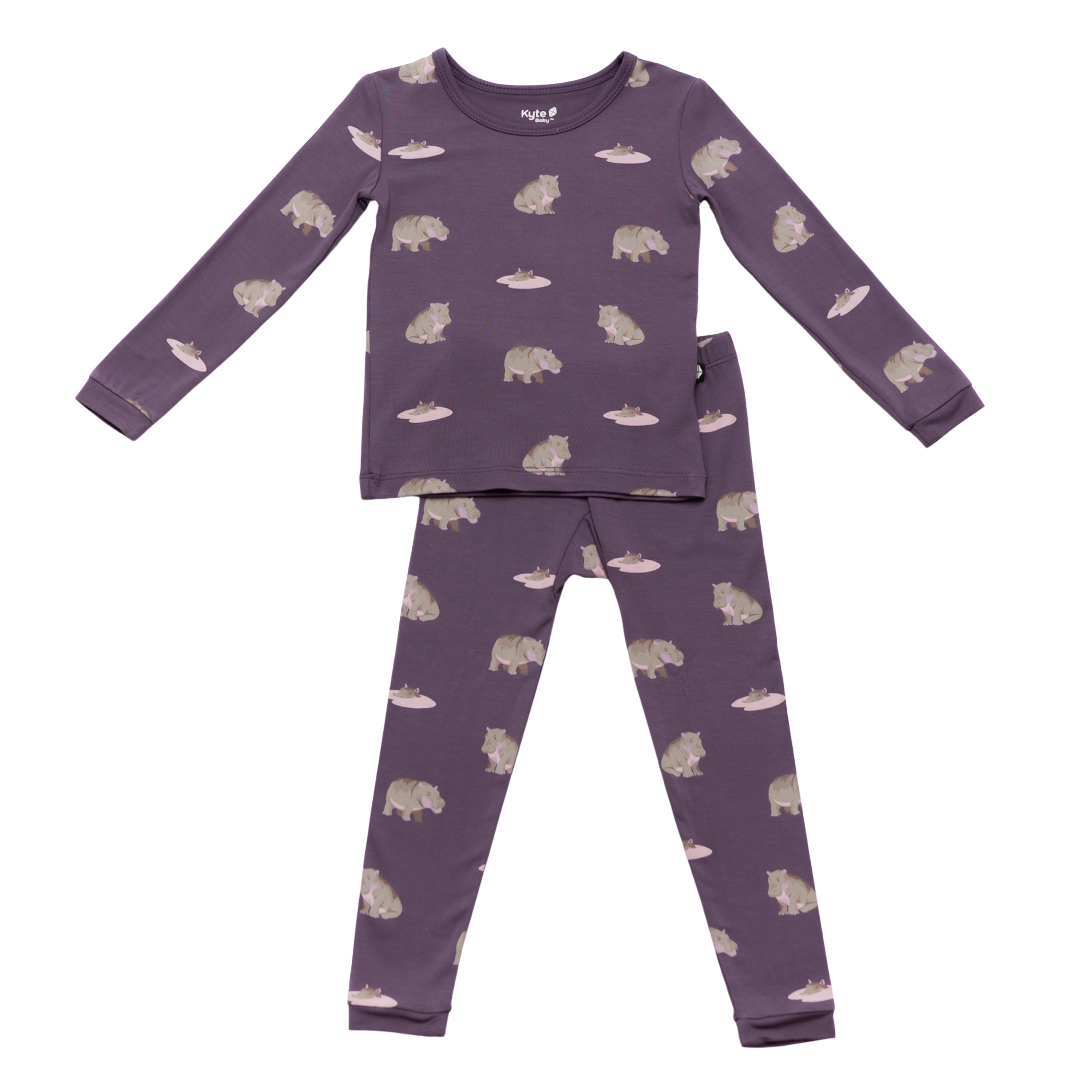 Long Sleeve Pajamas in Baby Hippo