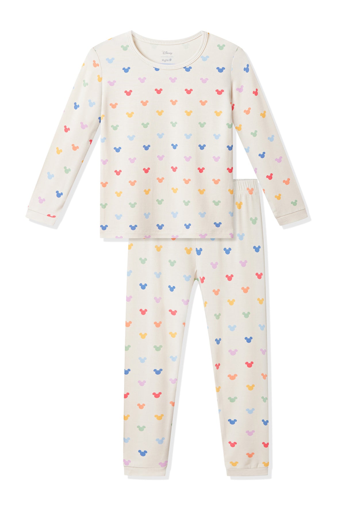 Long Sleeve Pajamas in Pastel Mickey Mouse print on a white background