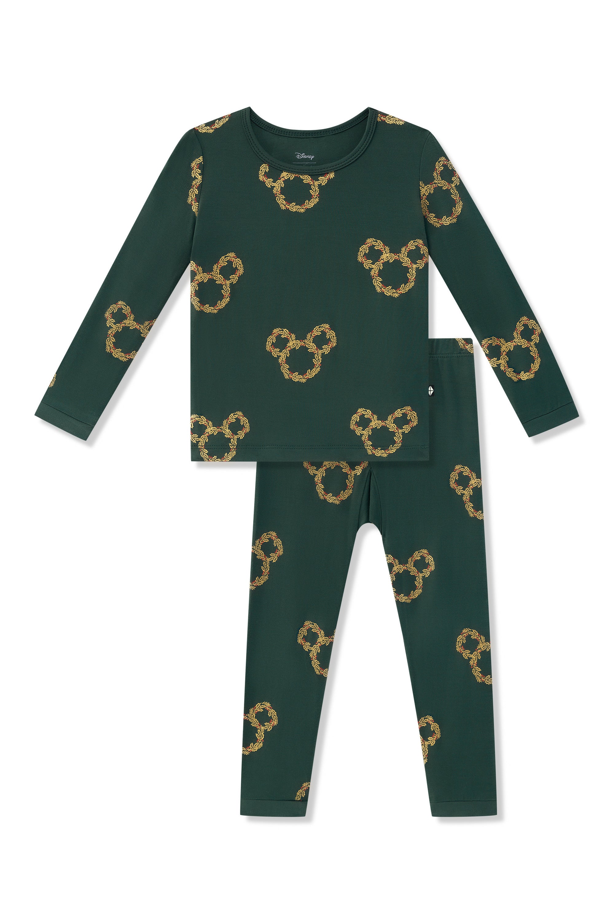 Long Sleeve Pajamas in Mickey Christmas Wreath on a white background