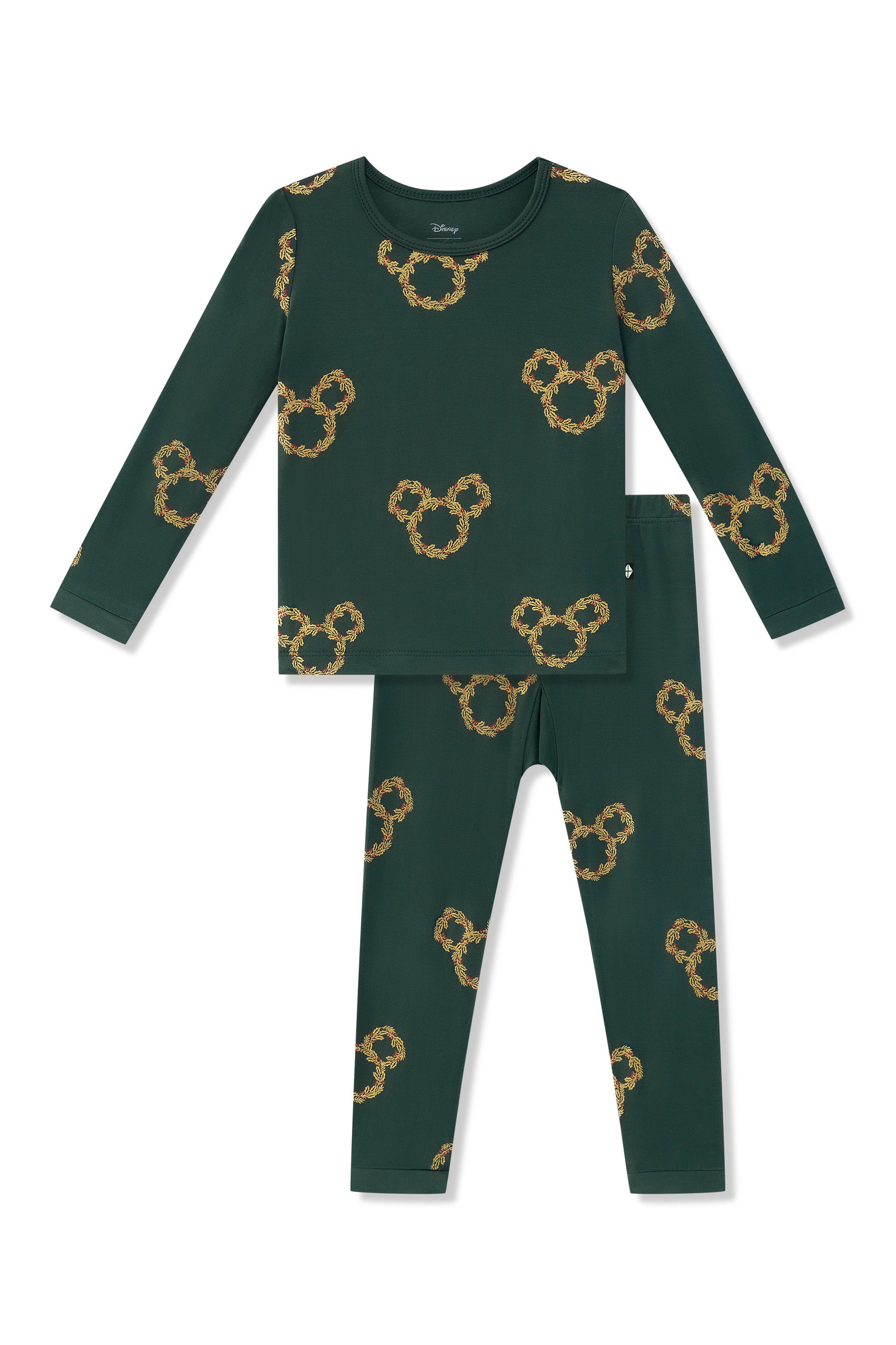 Long Sleeve Pajamas in Mickey Christmas Wreath on a white background