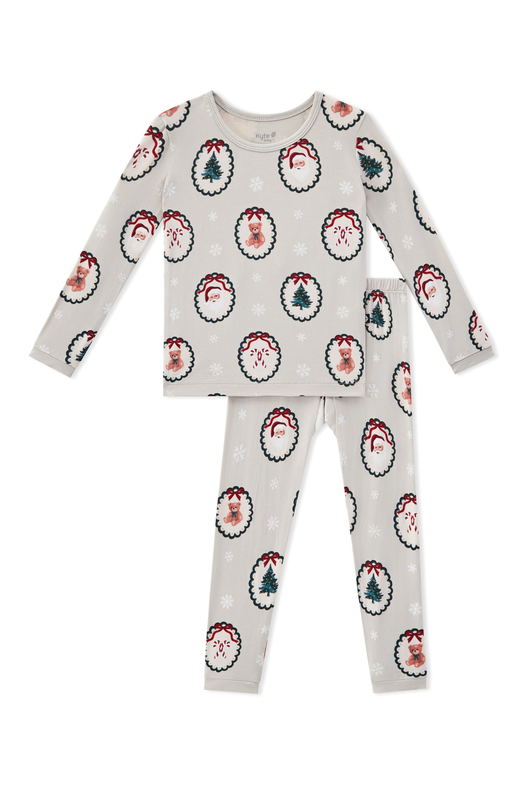 Long Sleeve Pajamas in Holiday Medallion print on a white background