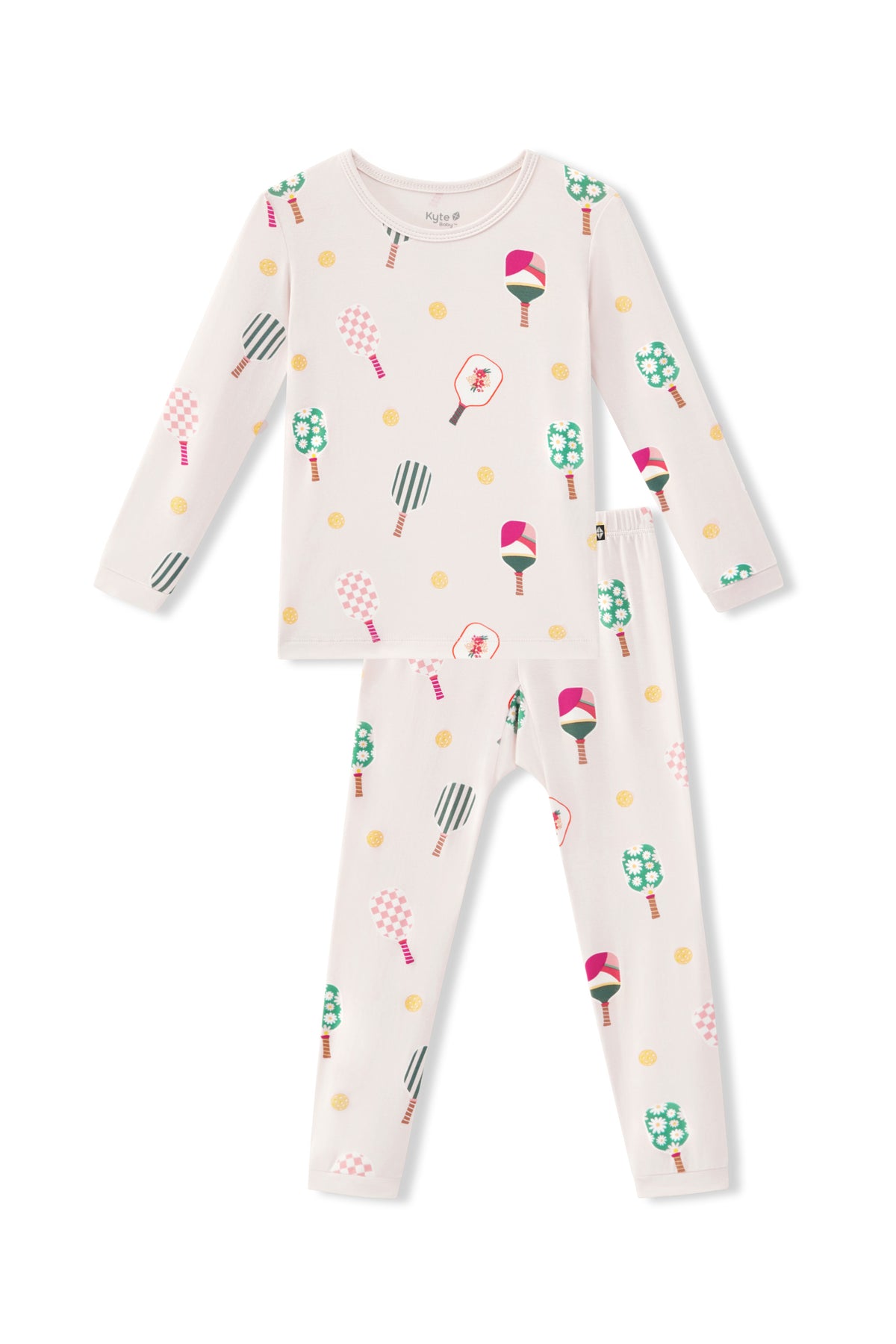 Long Sleeve Pajamas in Pickleball print on a white background