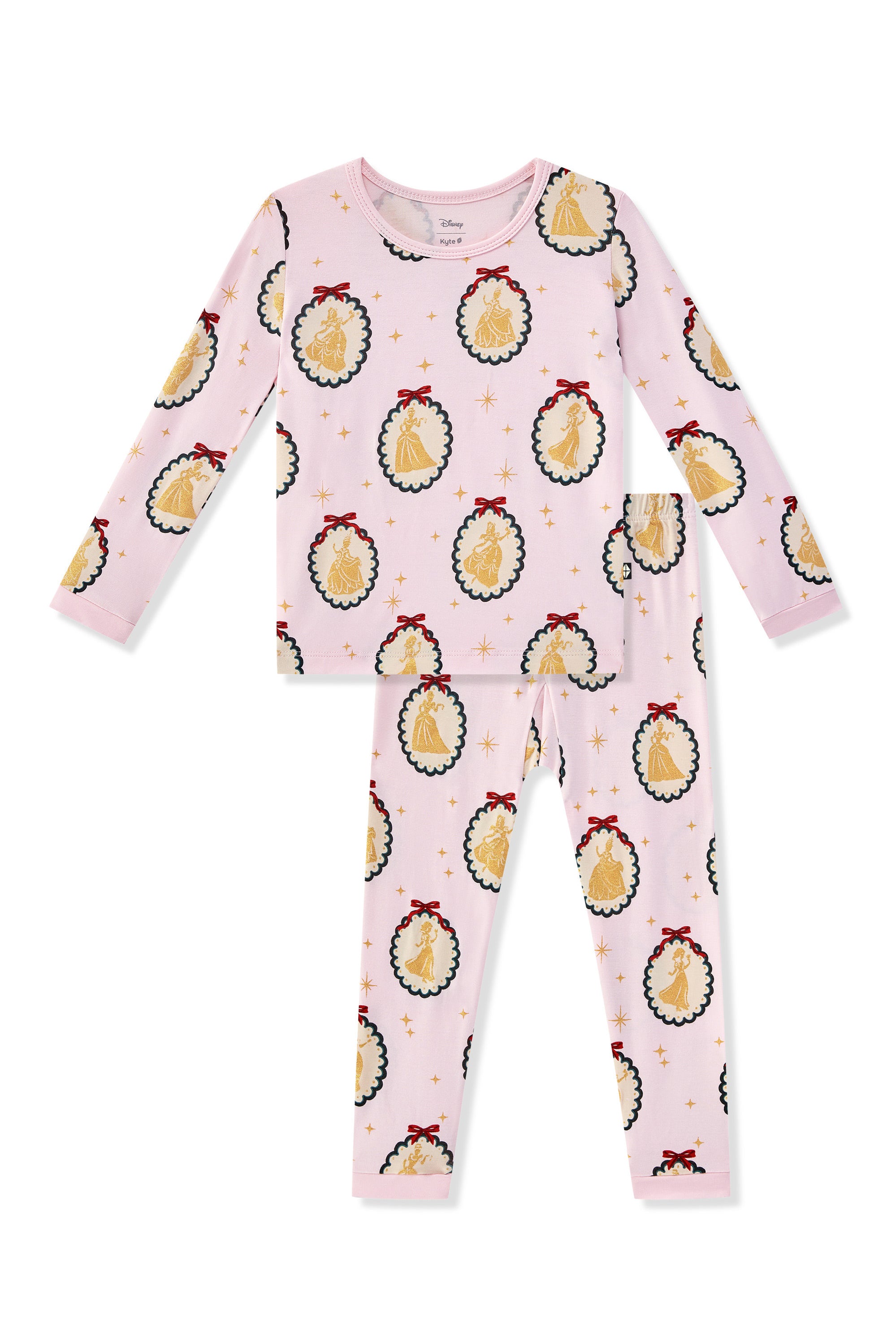 Long Sleeve Pajamas in Princess Holiday Portraits print on a white background