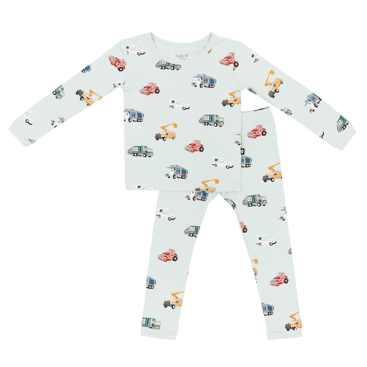Product photo of the Long Sleeve Pajamas in City Vehicles against a white background