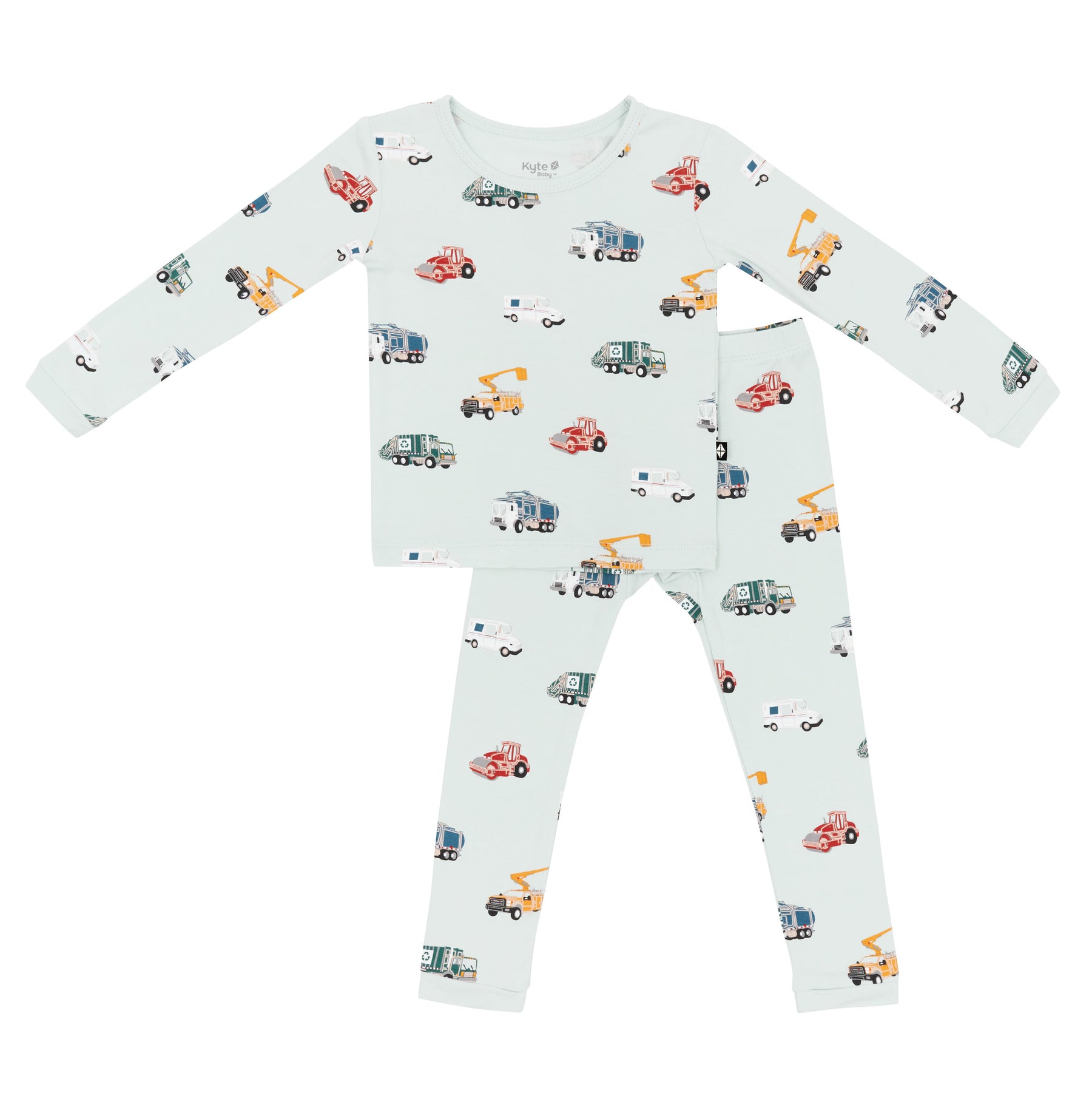 Product photo of the Long Sleeve Pajamas in City Vehicles against a white background