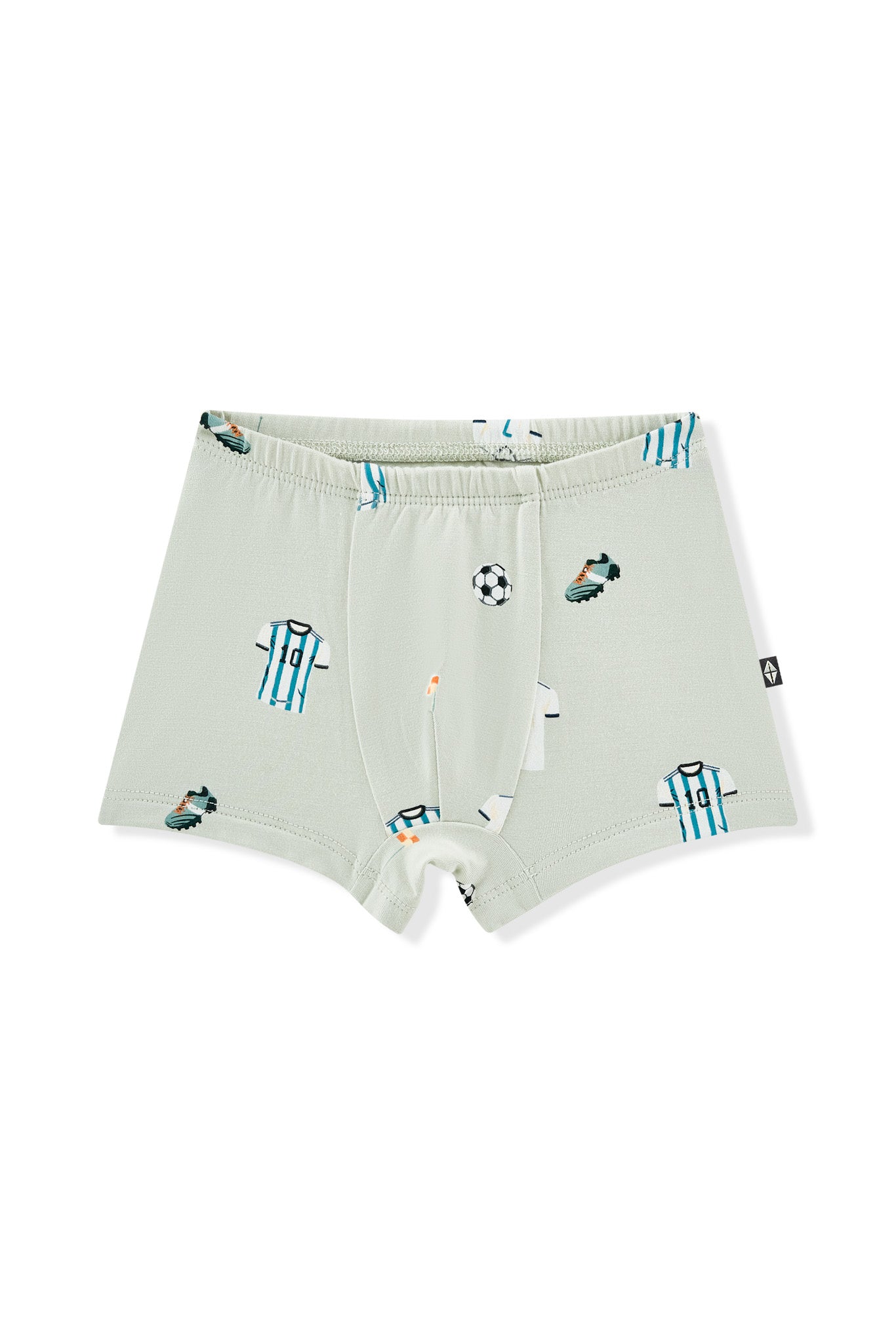 Briefs in Soccer print on white background