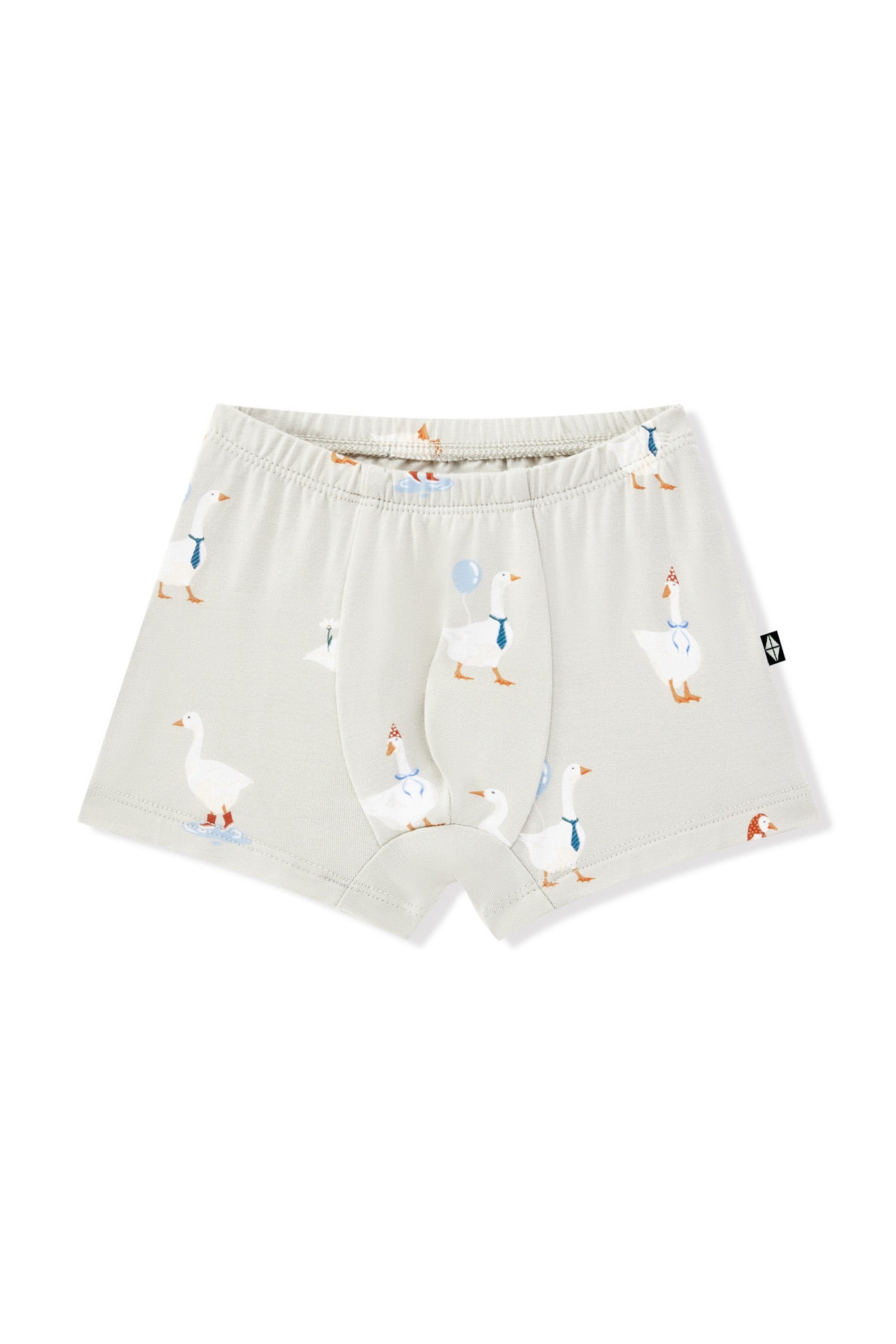 Briefs in Oat Silly Goose print on a white background