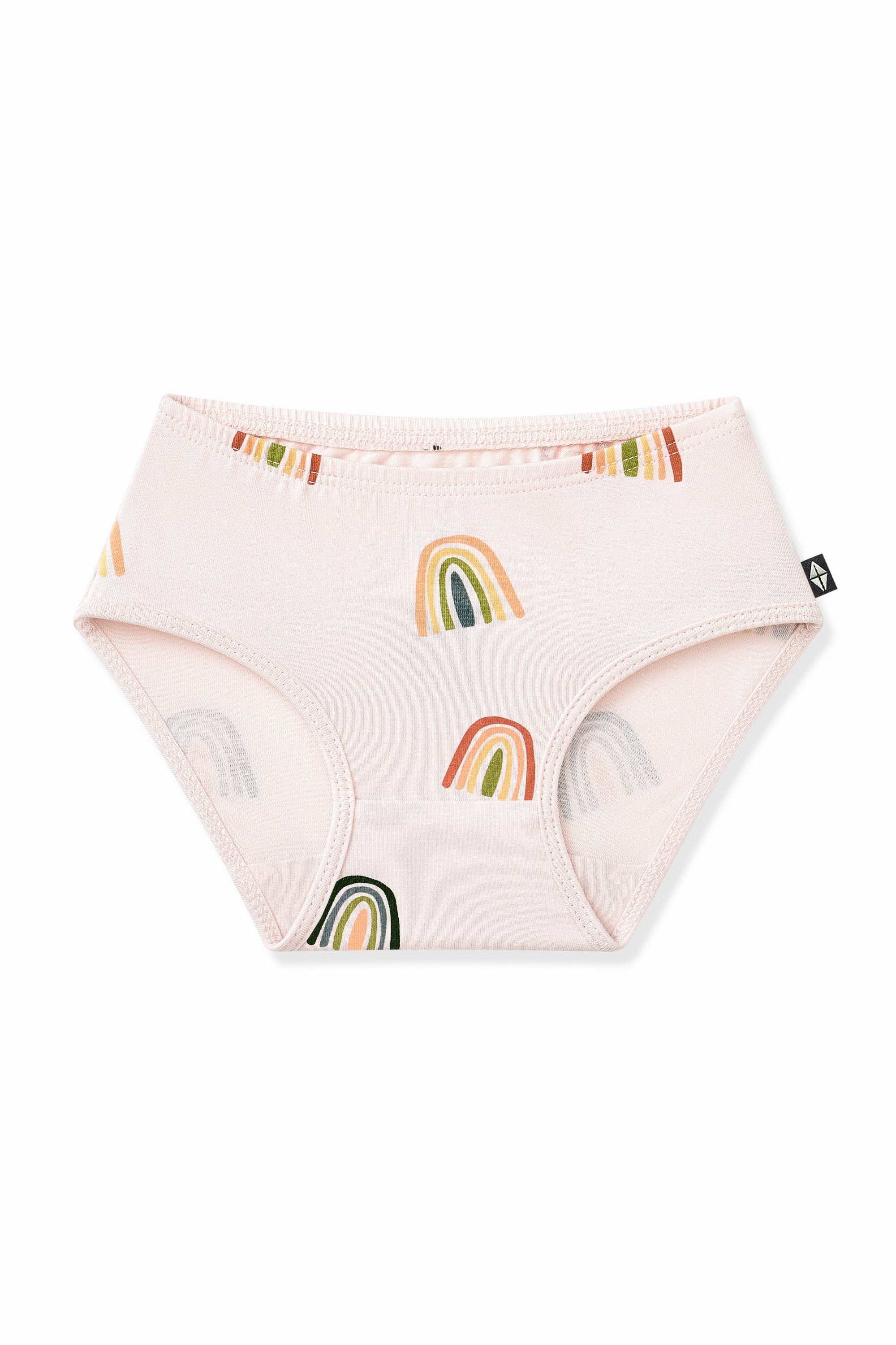 Vanilla cream Undies in Retro Rainbow print on a white background