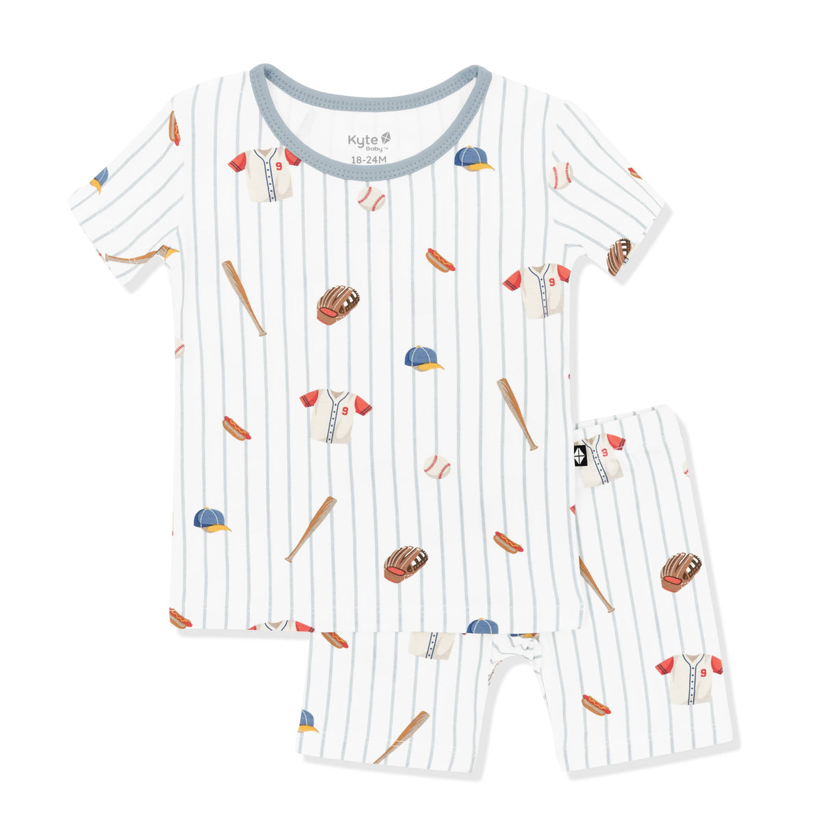 Short Sleeve Pajamas in Home Run shown on a white surface